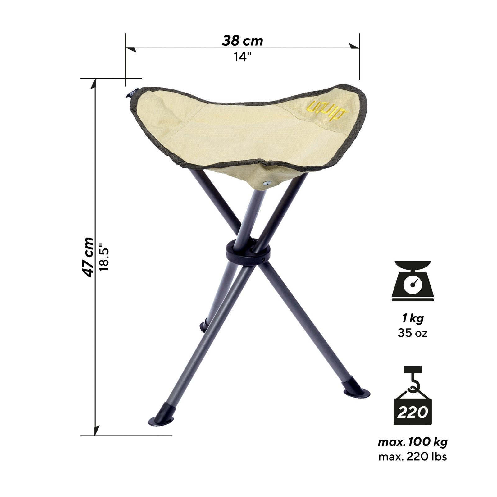 UQUIP Campinghocker Dreibeinhocker Darcy XL Falthocker, günstig online kaufen