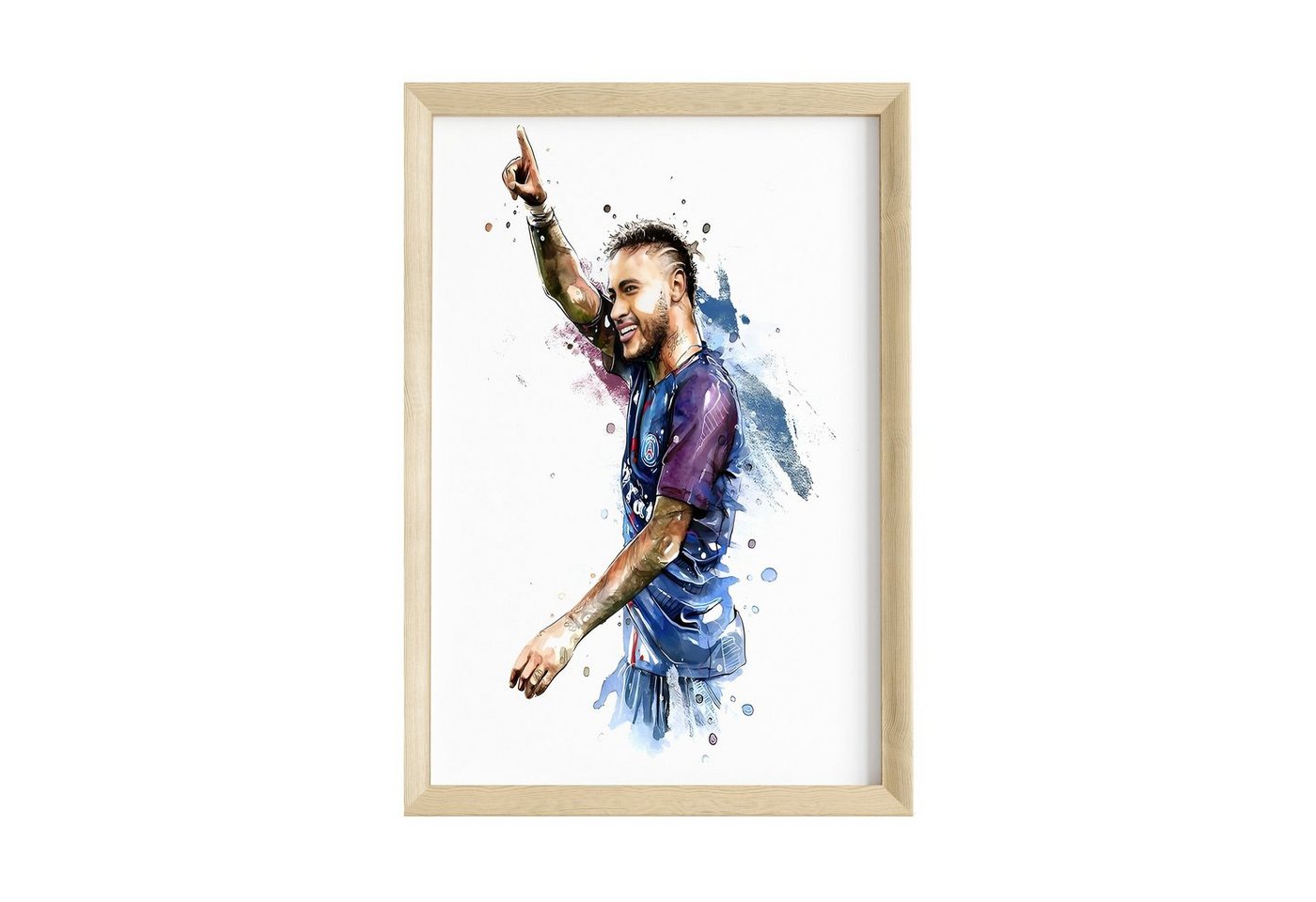 JUSTGOODMOOD Poster Premium ® Neymar Junior Fußball Poster · Wasserfarben · ohne Rahmen