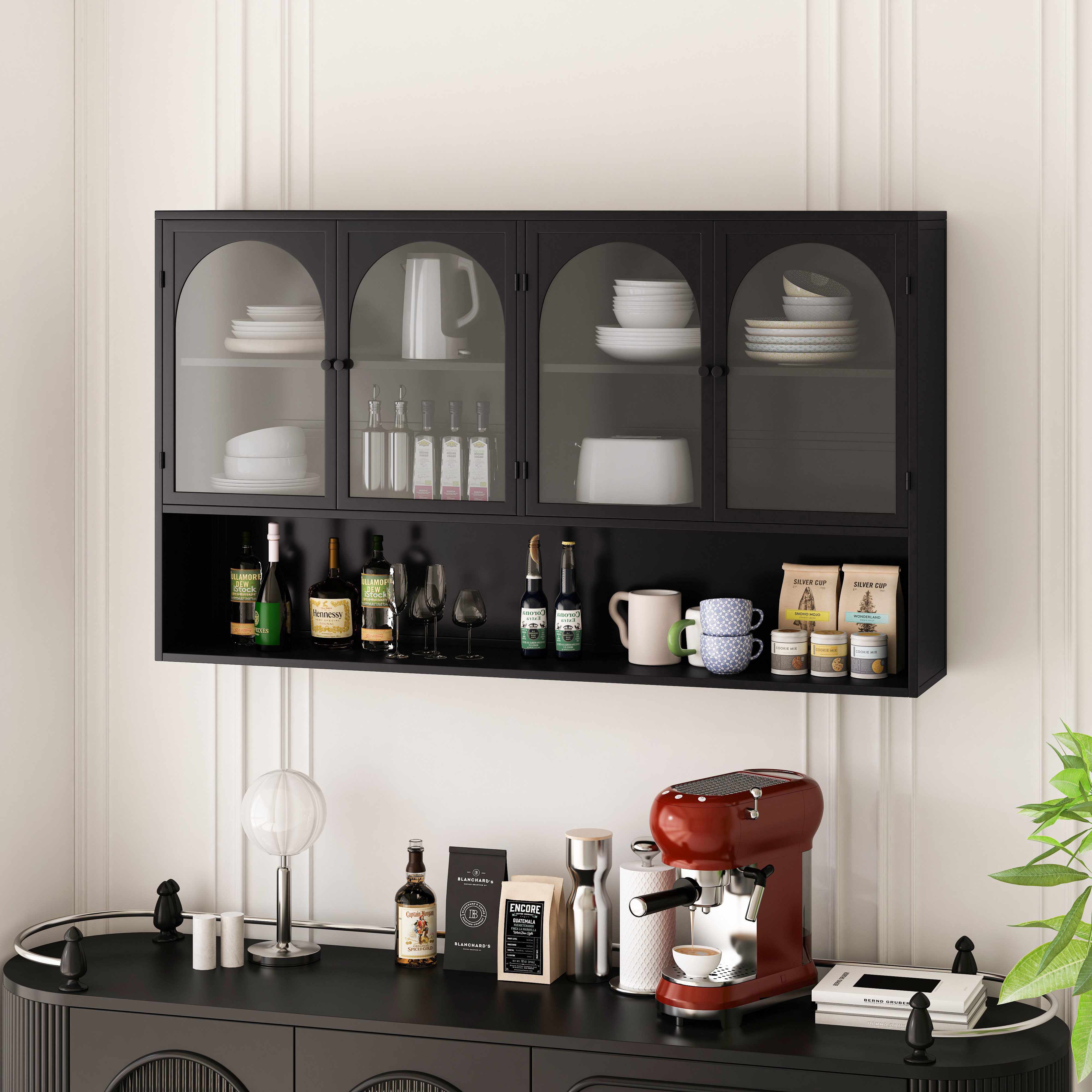 Celya Wandhängeschrank Glas-Wandregal,Hängeschrank küche, 120cm Wandschrank günstig online kaufen