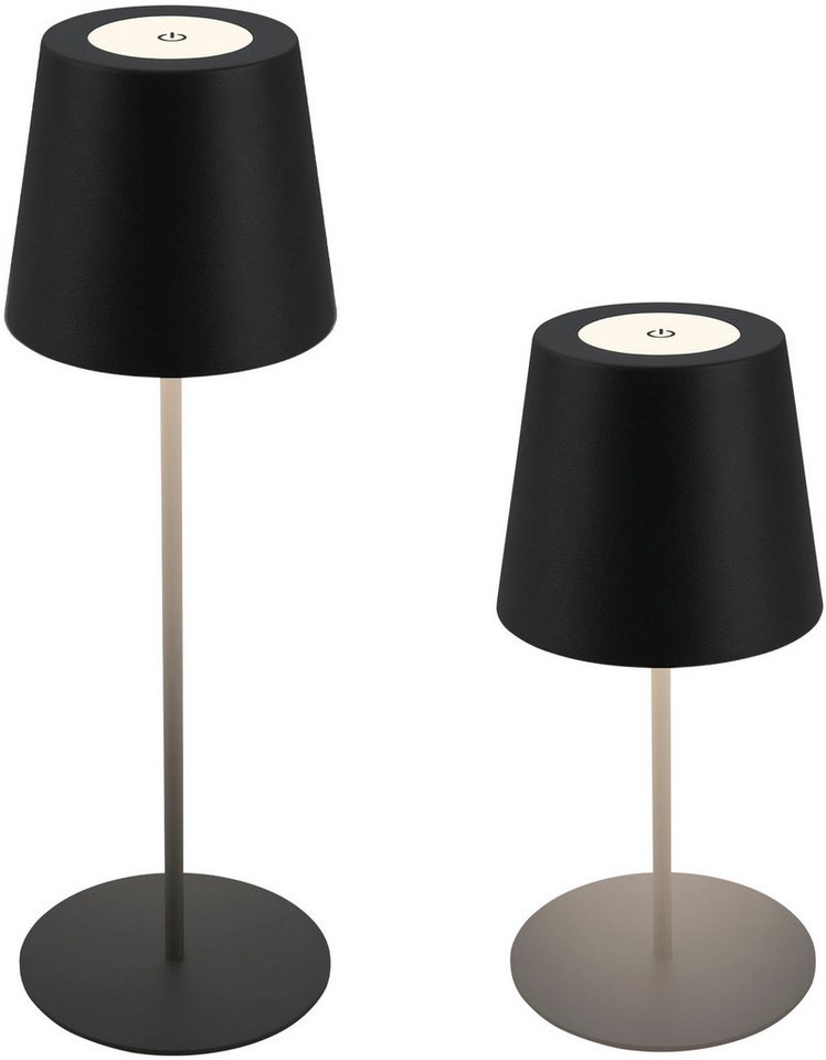 B.K.Licht Außen-Tischleuchte BK_TL1595 Akku LED Tischlampe, 3-Stufen Touchdimmer, mit USB, Dimmfunktion, LED fest integriert, Extra-Warmweiß, 2.700 K, 200 Lm, 2,5W, IP44, 12h Leuchtdauer, 36 x 10,5 cm, Schwarz