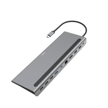Hama Dockingstation USB C mit 10 Ports für Laptop und PC USB-Adapter USB Typ C zu DisplayPort, HDMI, RJ-45 (Ethernet), USB 2.0, USB 3.1 Gen 1, USB-C, 25 cm