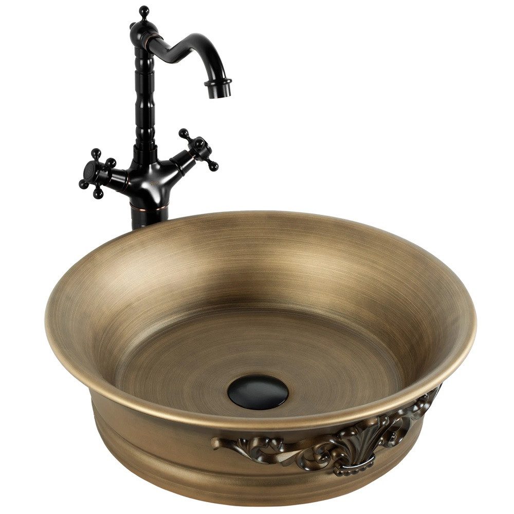 wohnwerk.idee Aufsatzwaschbecken Waschbecken Retro Vintage Antik Bronze Betty