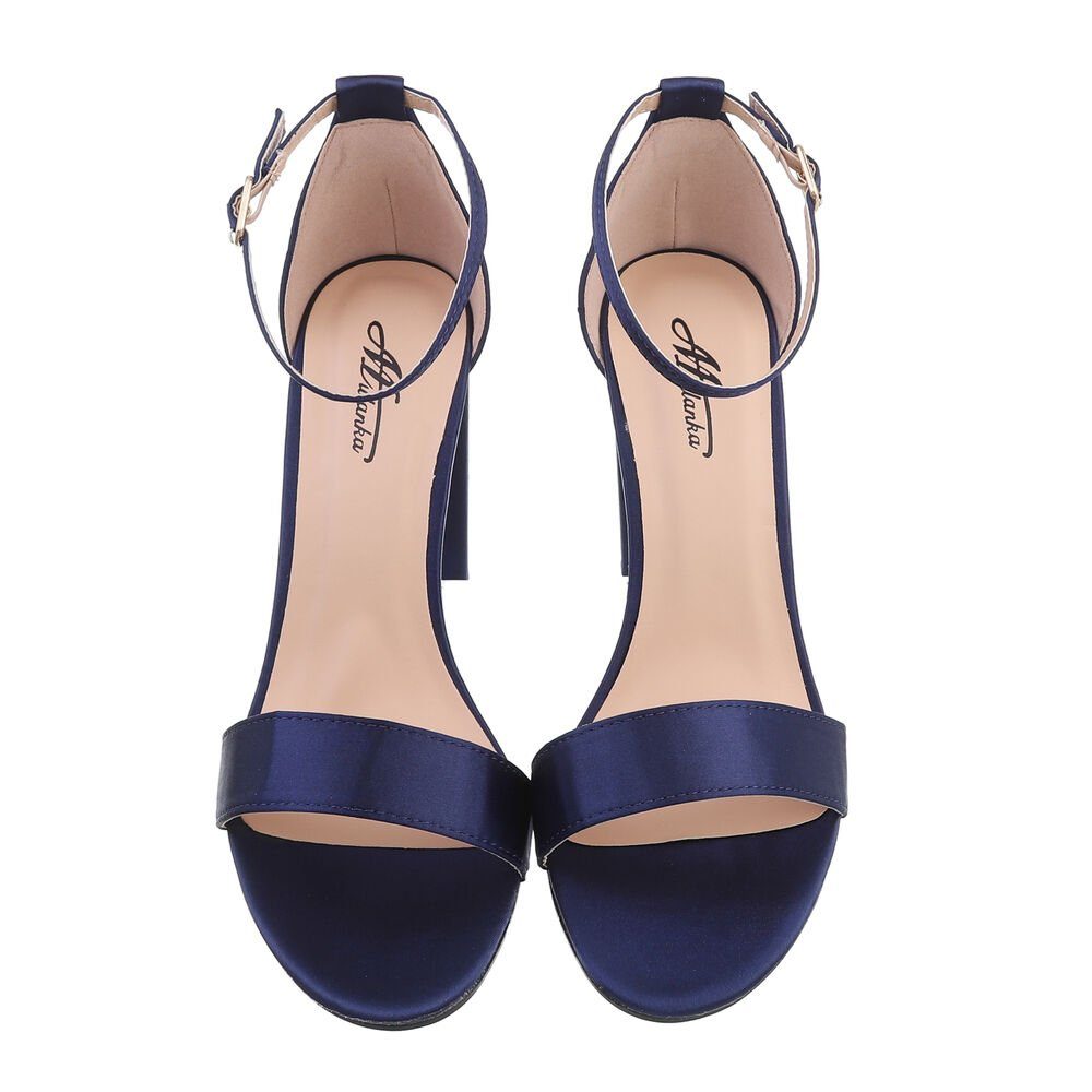 Ital-Design Damen Abendschuhe Sandaletten Blockabsatz Sandalen in Blau Elegant Sandalette &