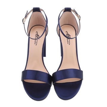 Ital-Design Damen Abendschuhe Elegant Sandalette Blockabsatz Sandalen & Sandaletten in Blau