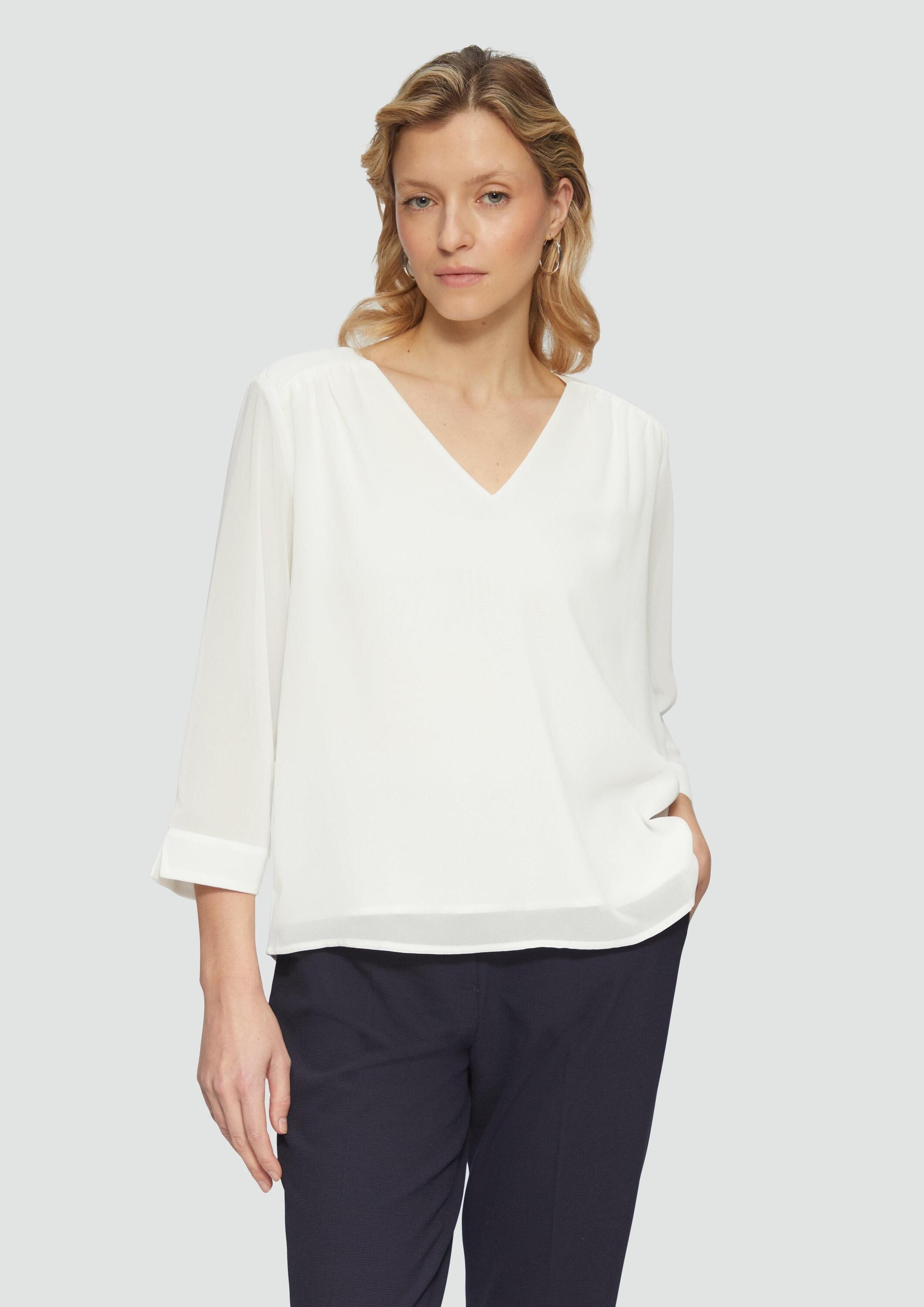 s.Oliver Kurzarmbluse Bluse Chiffonbluse mit Raffung an der Schulter und tr günstig online kaufen