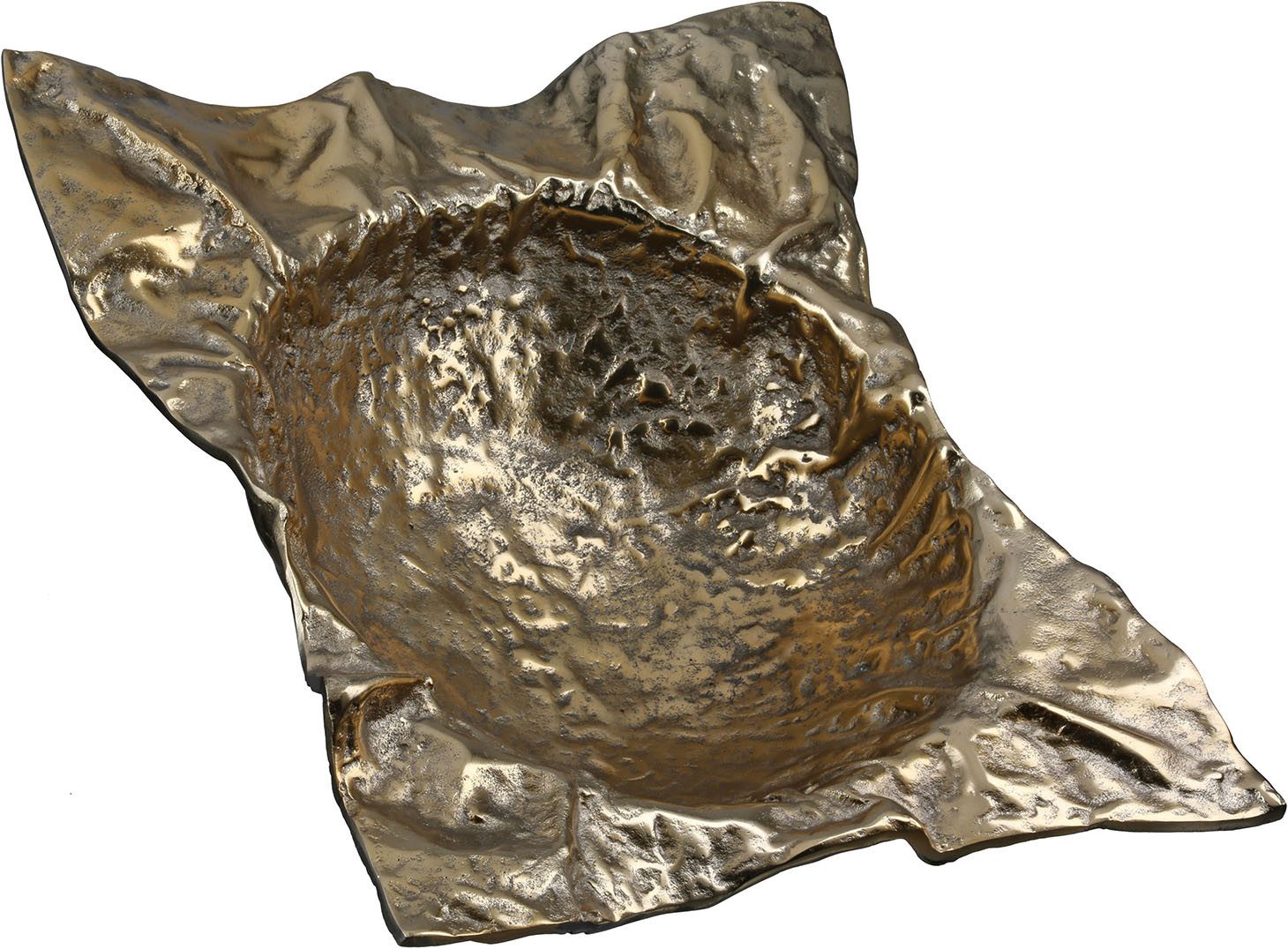 GILDE Schale Deko-Schale Crumple goldfarben, Aluminium, (1-tlg)