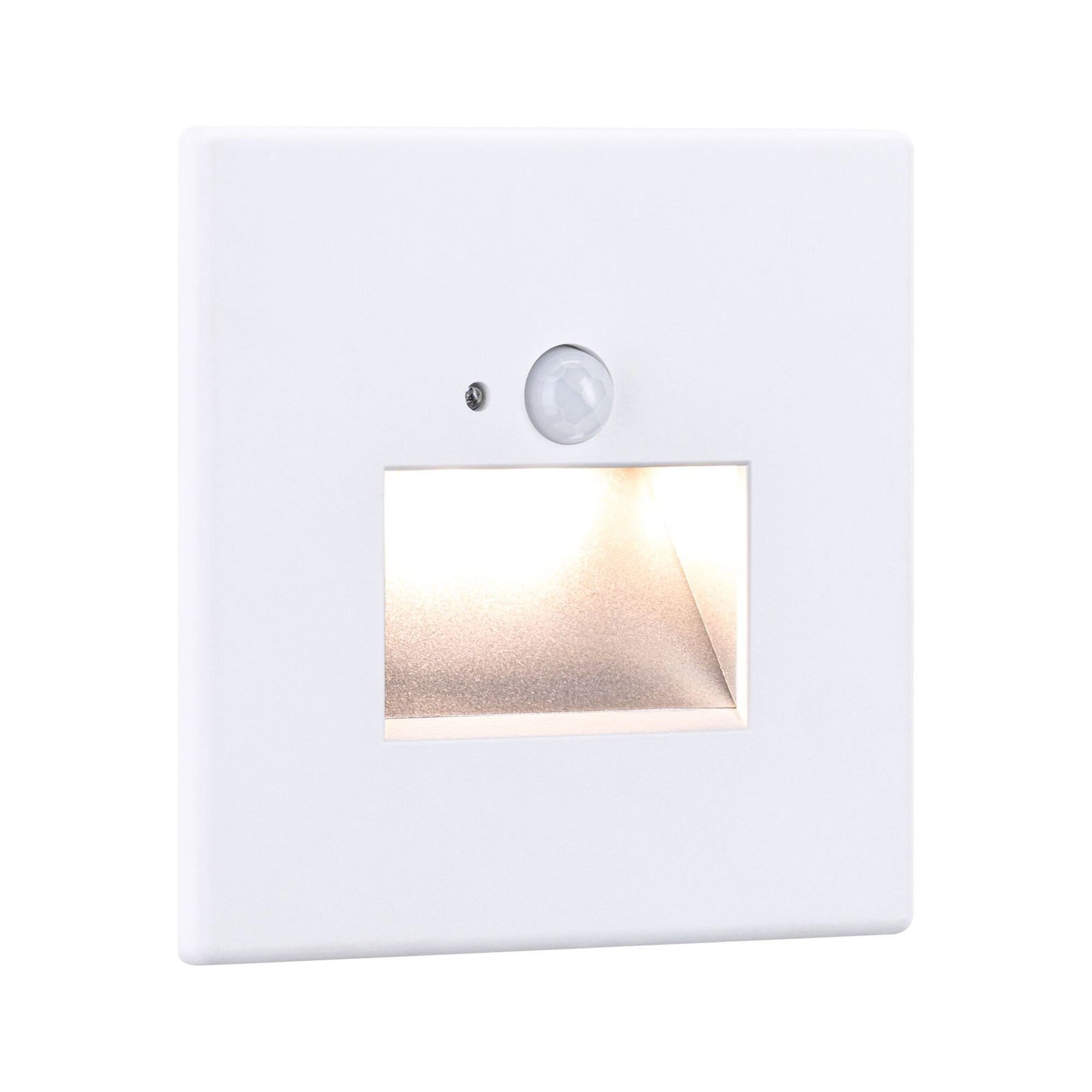 Paulmann LED Einbauleuchte LED Wandeinbauleuchte Edge Quadro 1,2W 25lm 230V 2700K, LED fest integriert, Warmweiß, Bewegungsmelder