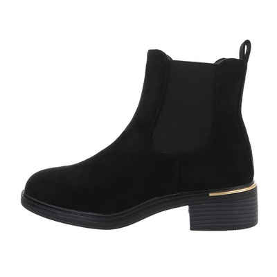 Ital-Design Damen Chelsea Freizeit Chelseaboots Blockabsatz Chelsea Boots in Schwarz