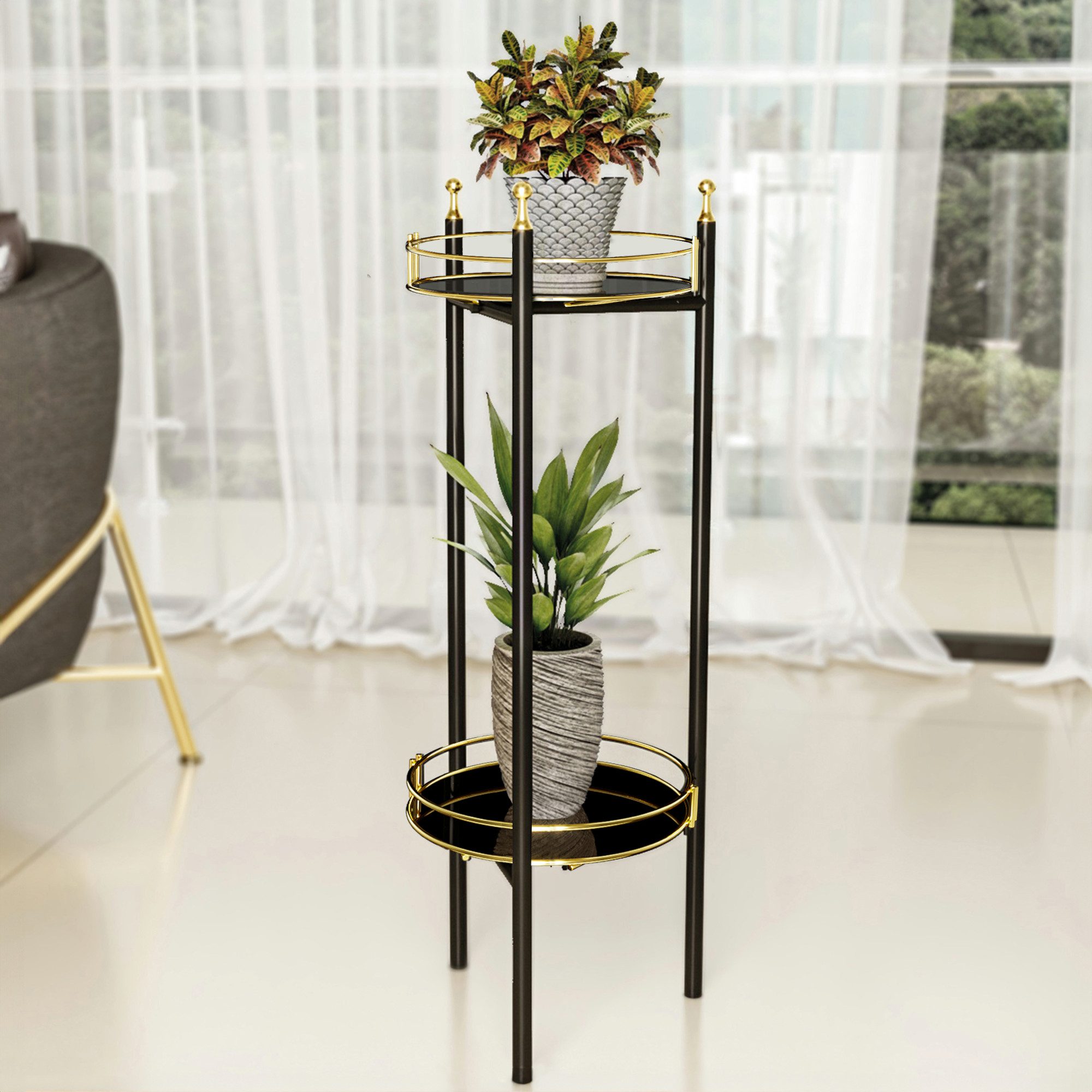 en.casa Blumenständer, »Oulainen« 79x28x28cm Metall Schwarz günstig online kaufen