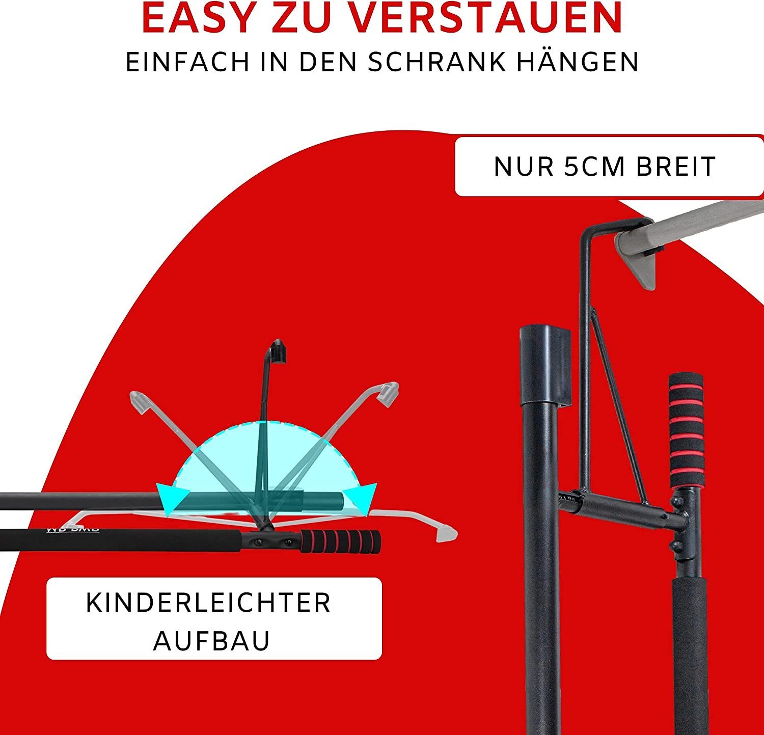 riijk Klimmzugstange Türrahmen, Reckstange Tür als Fitnessgerät für Zuhause (Klimmzugstange mit eBook, mit e-book, Anleitung, Fitnessstange), Klemmstange für die Türe