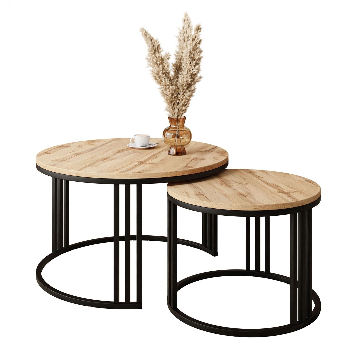 Lookway Couchtisch LORI LOFT 2in1 mit Tischplatte in Eiche-Dekor (2er Set), günstig online kaufen