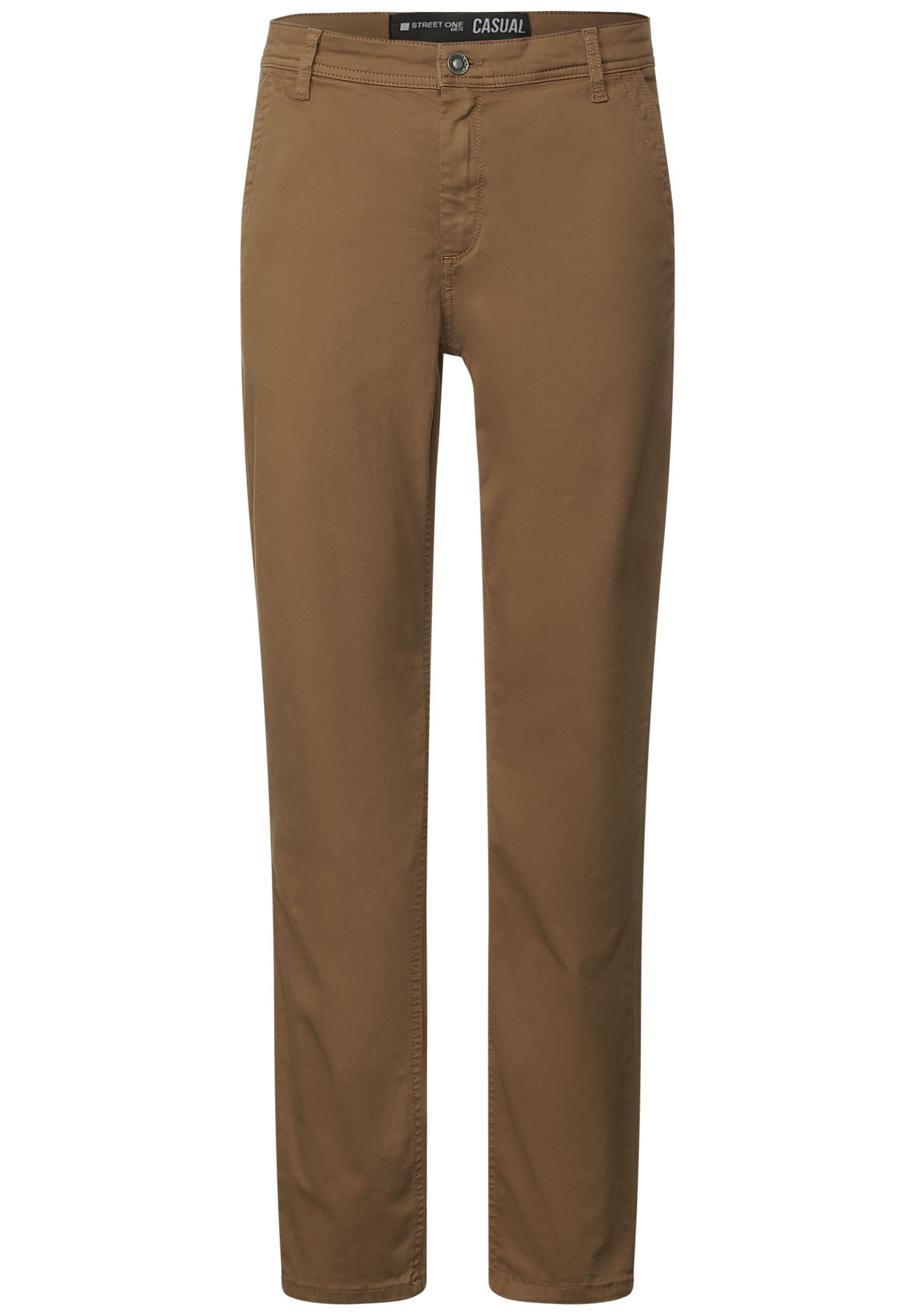 STREET ONE urban Chinohose mit brown Stretchanteil Baumwolle aus MEN