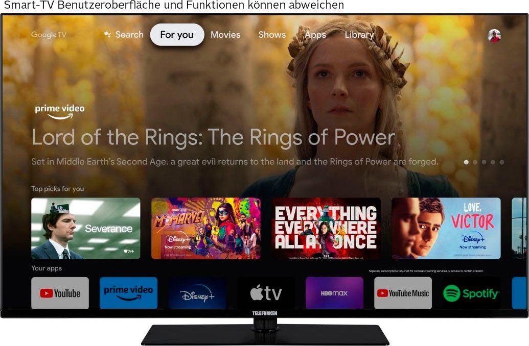 Telefunken D50Q700M6CW QLED-Fernseher (126 cm/50 Zoll, schwarz ! RABATT: 38.04%