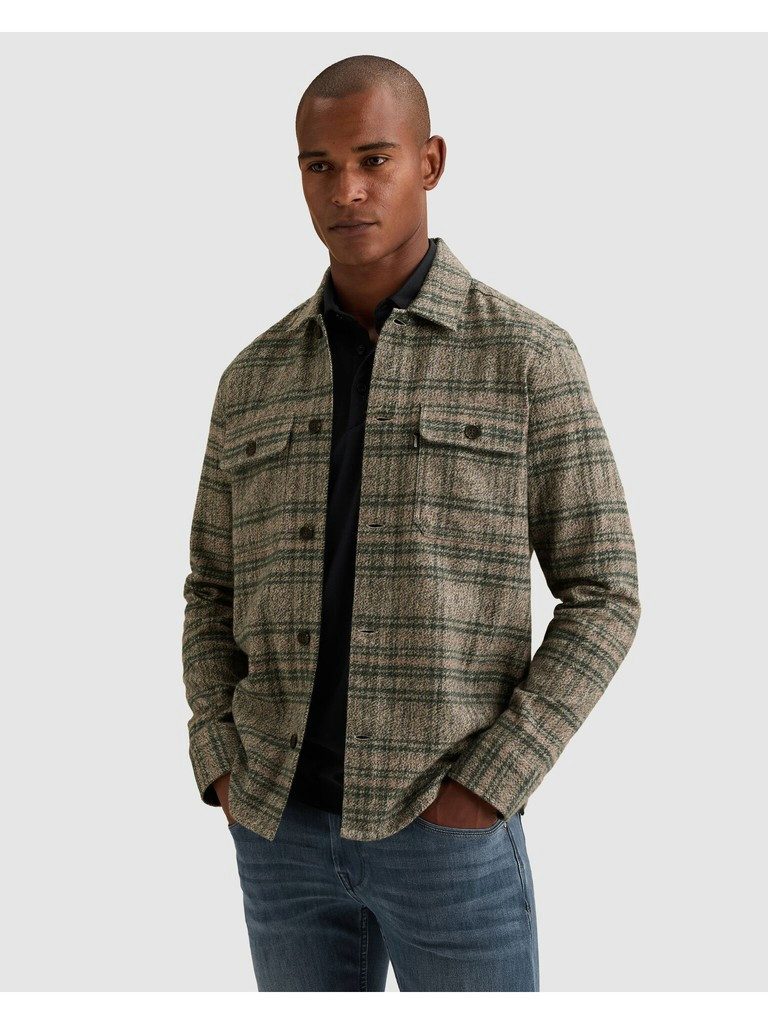 Vanguard T-Shirt Overshirt aus gebürstetem Mouliné mit Karomuster