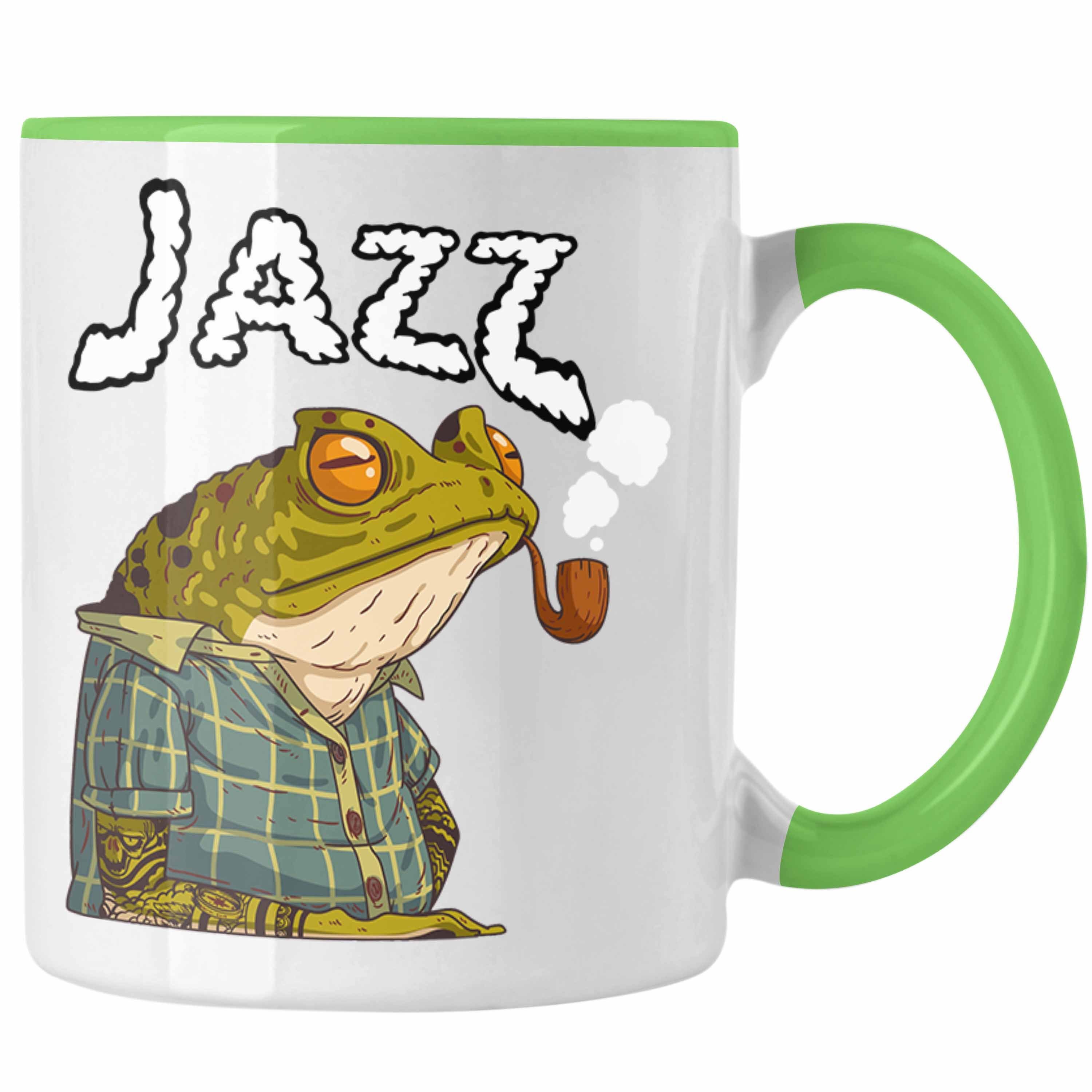Trendation Tasse Lustig Jazz Geschenk Tasse Frosch Grafik Grün