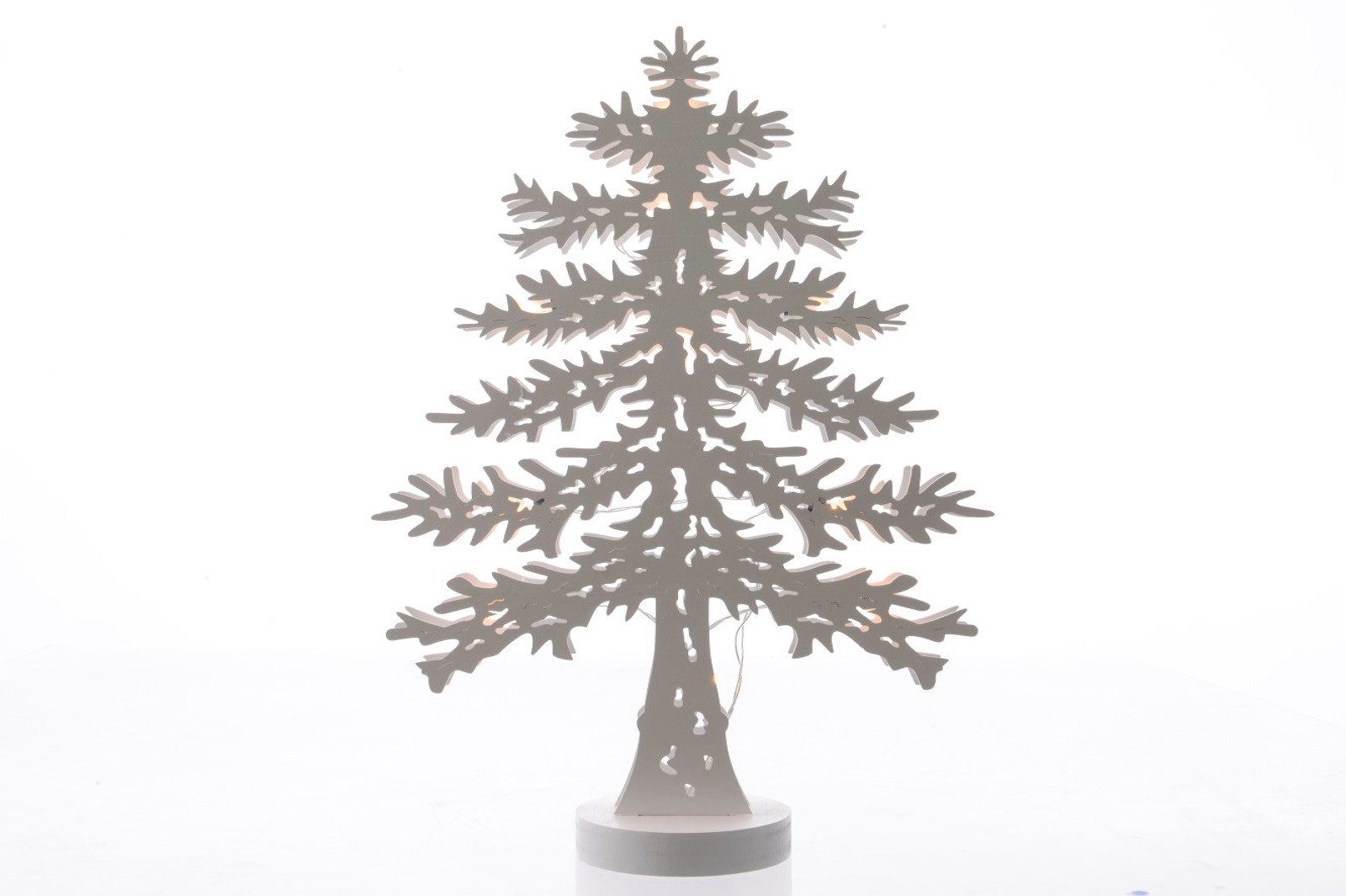 Lumineo LED Baum LED Baum Silhouette Sperrholz weiß 45 cm batteriebetrieben