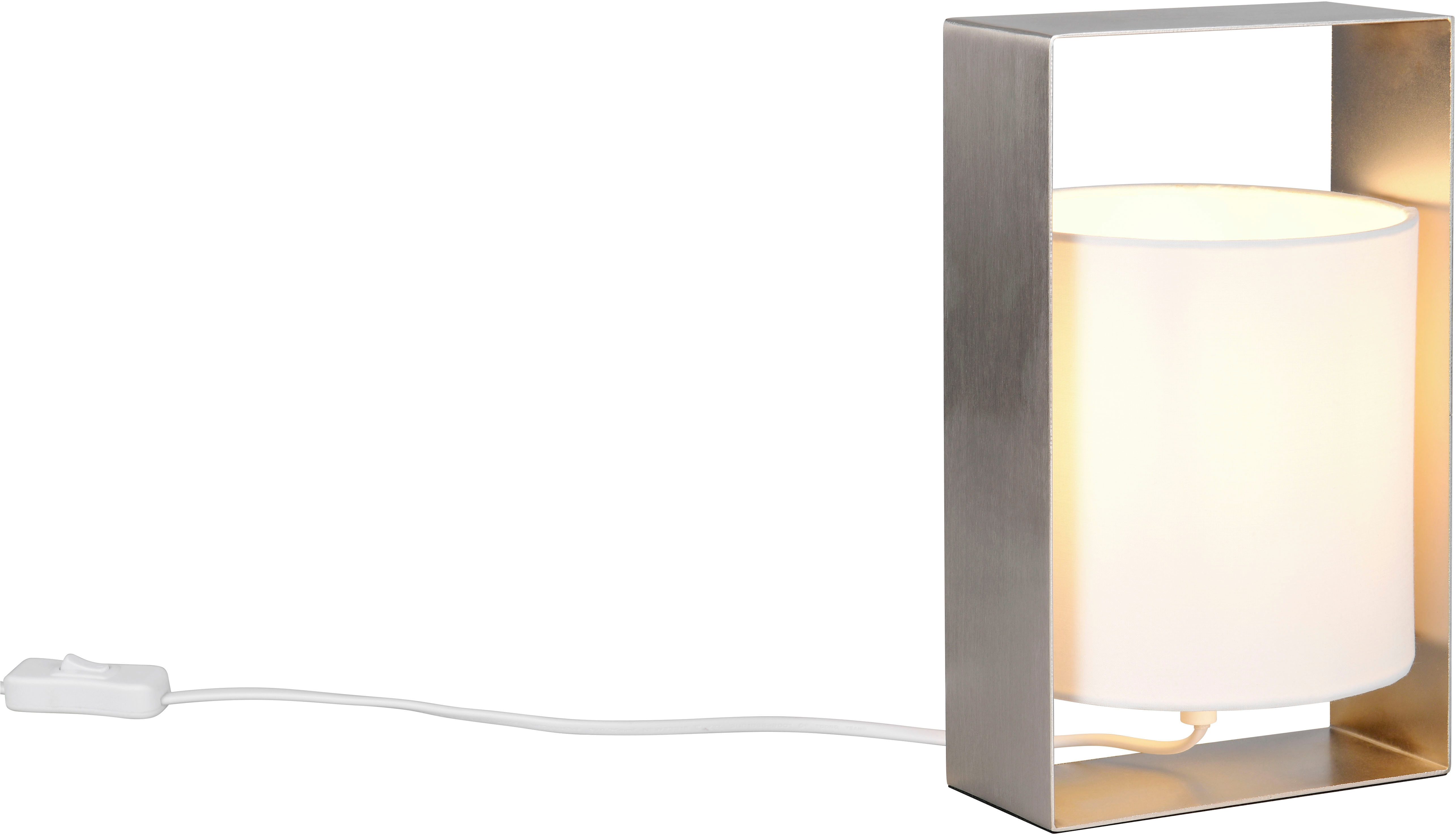 Reality Leuchten Tischleuchte PAIL, Tischlampe mit Schnurschalter, exkl 1x E27 max 10W, Stoffschirm, Ein-/Ausschalter, Leuchtmittel wechselbar, warmweiß - kaltweiß, Design Tischleuchte Metallrahmen mit Stoffschirm, 16x27x15 cm (B/H/T)