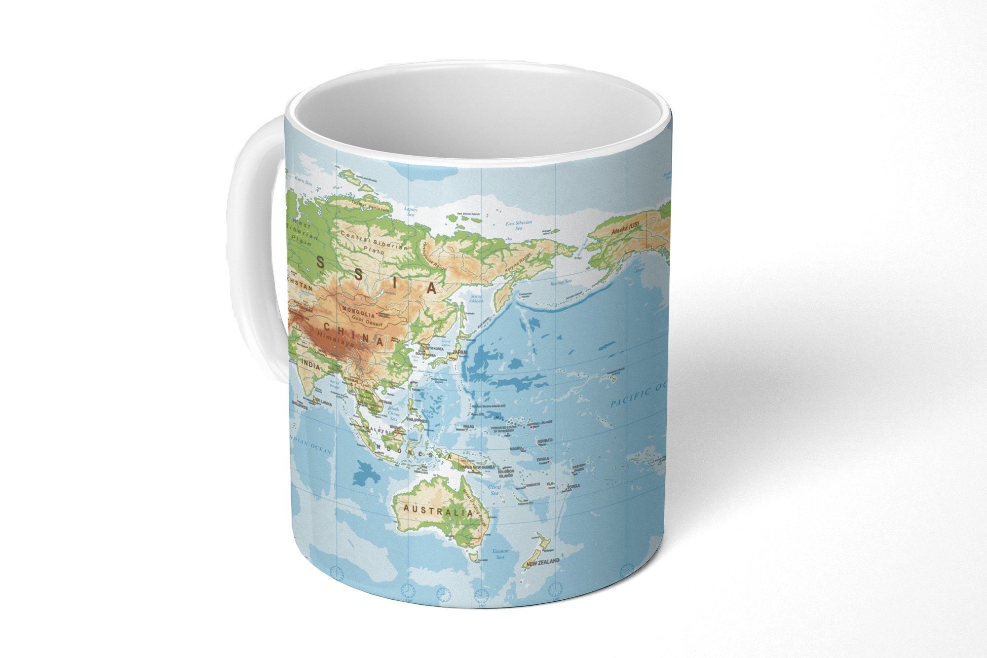MuchoWow Tasse Weltkarte - Atlas - Farben, 1-tlg., Keramik, Kaffeetassen, Teetasse, Becher, Kaffeebecher, Geschenk
