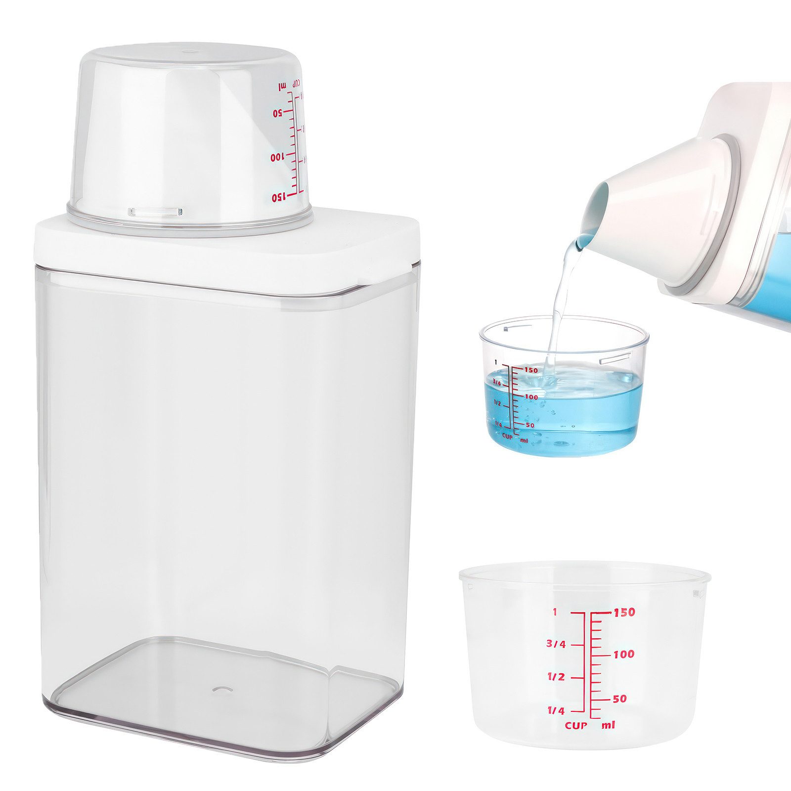 BlingBin Aufbewahrungsbox 1100 ml Waschmittel-Vorratsdose, graduierte Vorratsdose (1 Set, 1 St., 21*10.5 CM), Multifunktionaler Waschmittelspender mit Messbecher