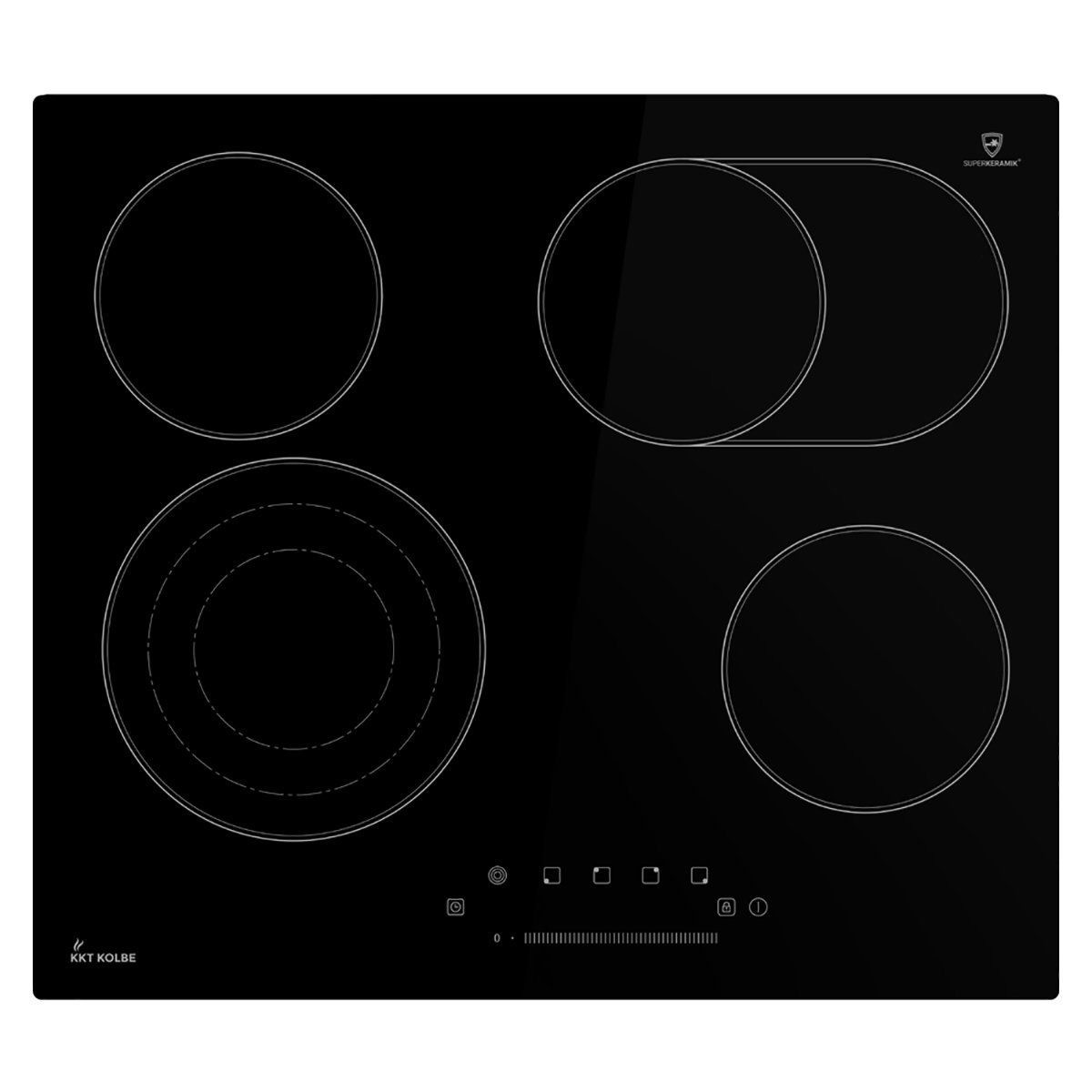 KKT KOLBE Elektro-Kochfeld CH85903RL, 59cm / Autark / 9 Stufen / 4 Zonen / Dreifach-Zone / Touch-Slider