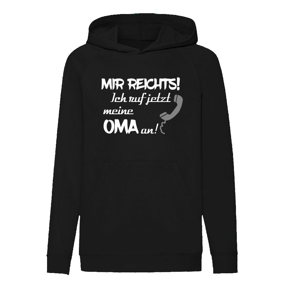 G-graphics Hoodie Mir reichts! Ich ruf jetzt meine Oma an! Kinder Hoodie / Kapuzenpullover mit coolem Spruch als Frontprint