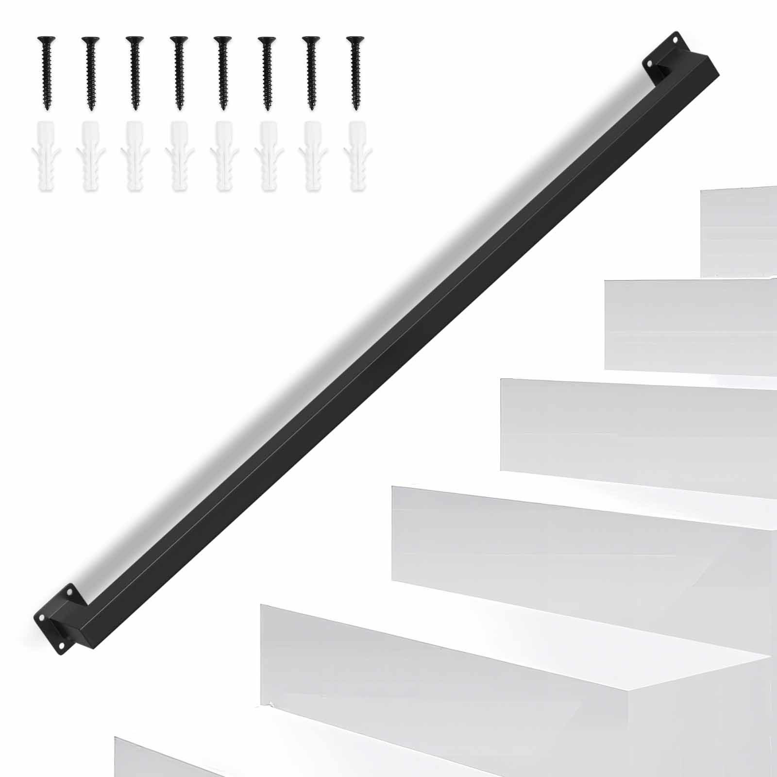 Clanmacy Treppengeländer 100 cm Schwarz, aus Eisen, 30 x 30 mm, einteilig, für Treppe und Flur