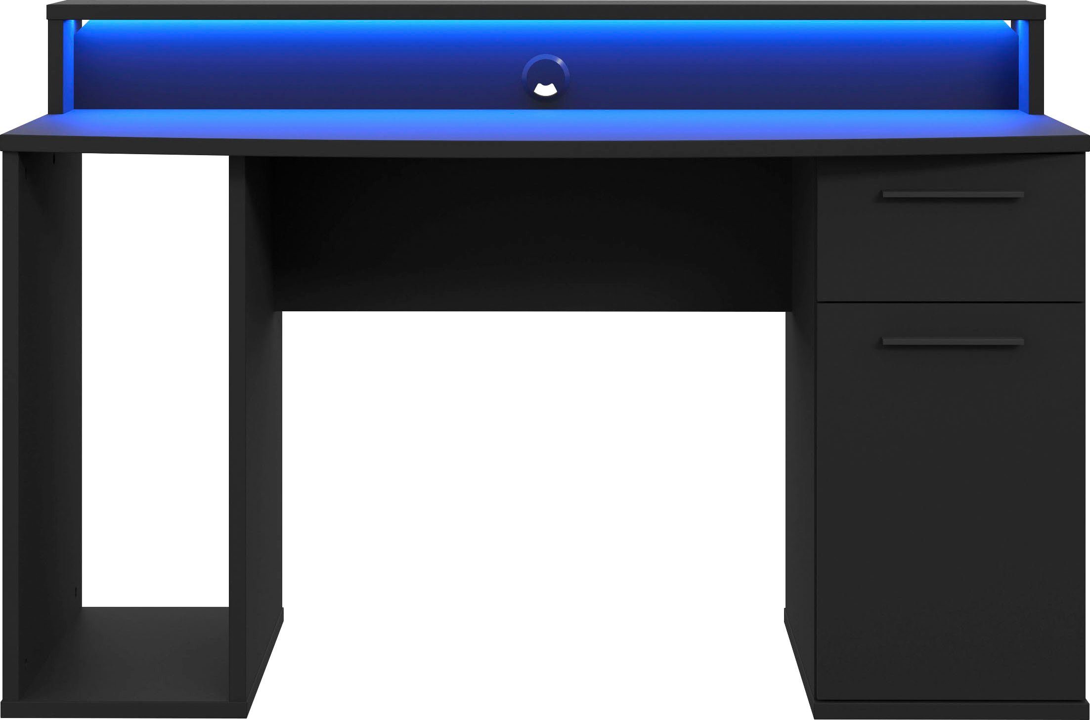 FORTE mit Ayo, Gamingtisch Breite cm moderner Beleuchtung, 140 Schreibtisch, LED-RGB