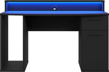 FORTE Gamingtisch Ayo, mit LED-RGB Beleuchtung, moderner Schreibtisch, Breite 140 cm