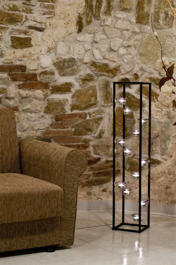 DanDiBo Teelichthalter Lichtsäule Teelichthalter 100 cm Teelicht Ständer für 12 Teelichter, Kerzenhalter pulverbeschichtet