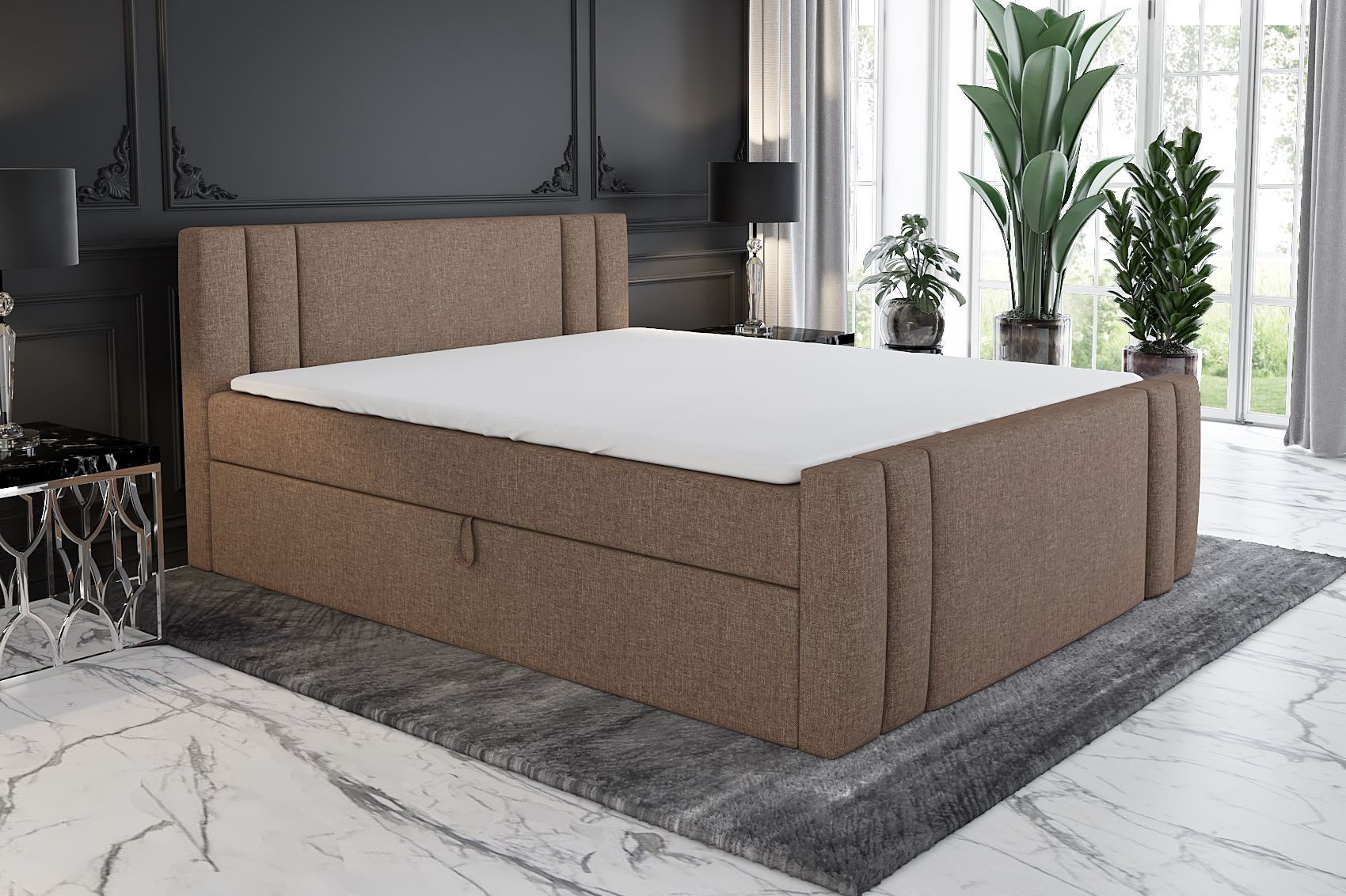A&J MöbelLand GmbH Boxspringbett ALF mit 2 Bettkästen und Topper. (Boxspringbett mit Bettkasten und gepolstertem Kopfteil. Inclusive Topper!, TOP ANGEBOT), Länge 216 cm Höhe 106 cm