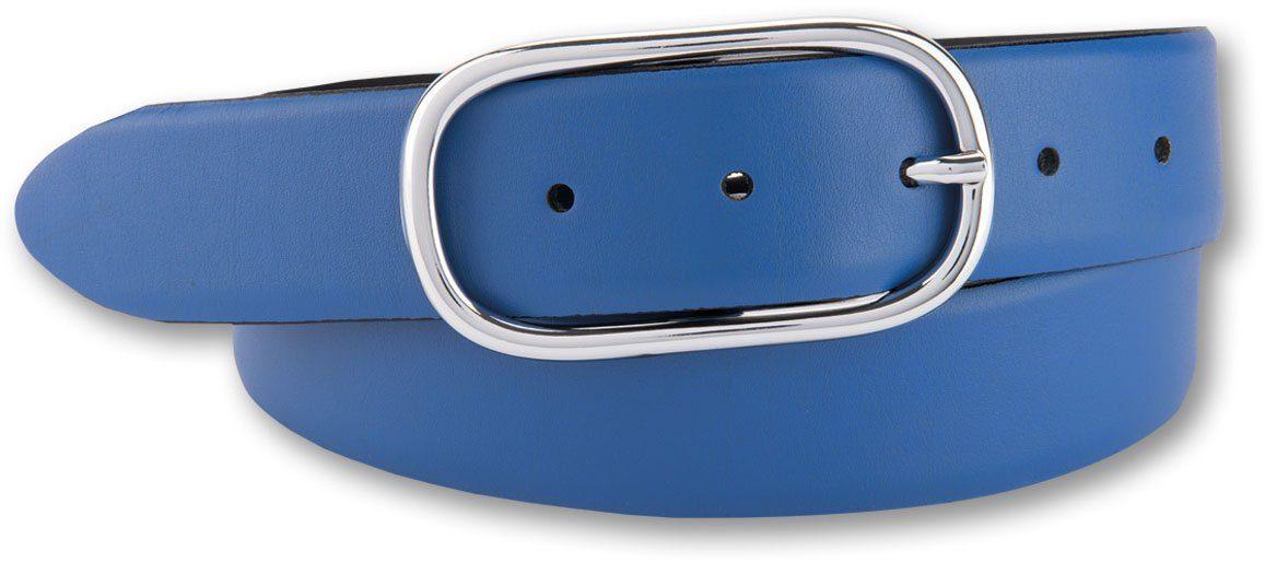BERND GÖTZ Ledergürtel mit glänzender ovaler Dornschließe blau
