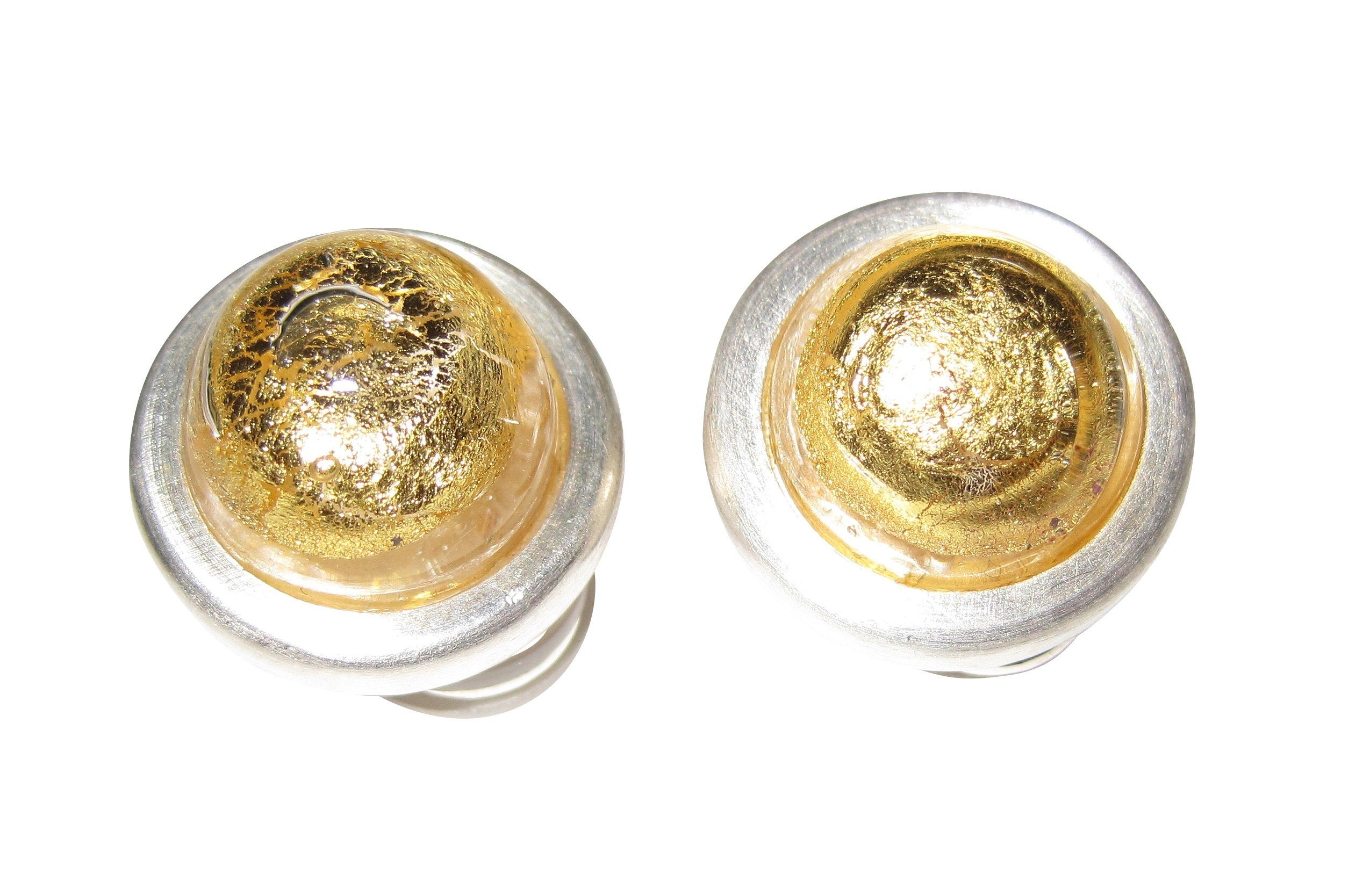 Damen Schmuck Mugello Paar Ohrclips Murano Clips gold Sterlingsilber schöner Klassiker, handgearbeitetes Muranoglas aus Italien