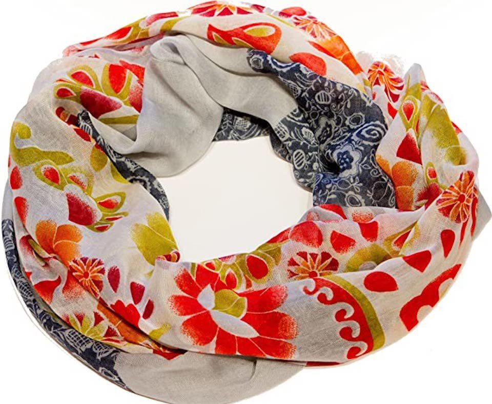 Modeschal Loop Schlauchschal Schal Damenschal mit Blumen gemustert
