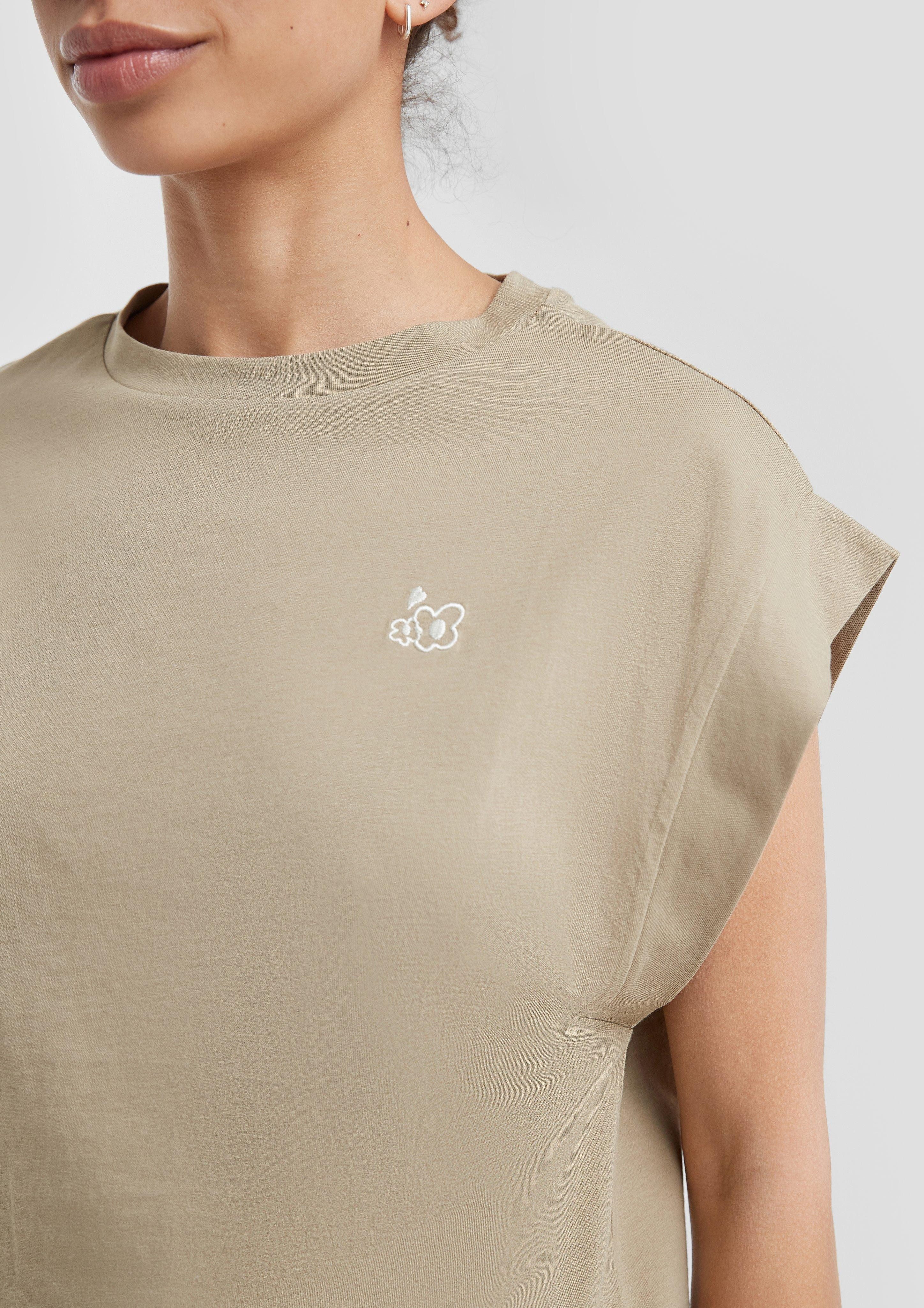 QS Kurzarmshirt T-Shirt mit überschnittenen Schultern günstig online kaufen