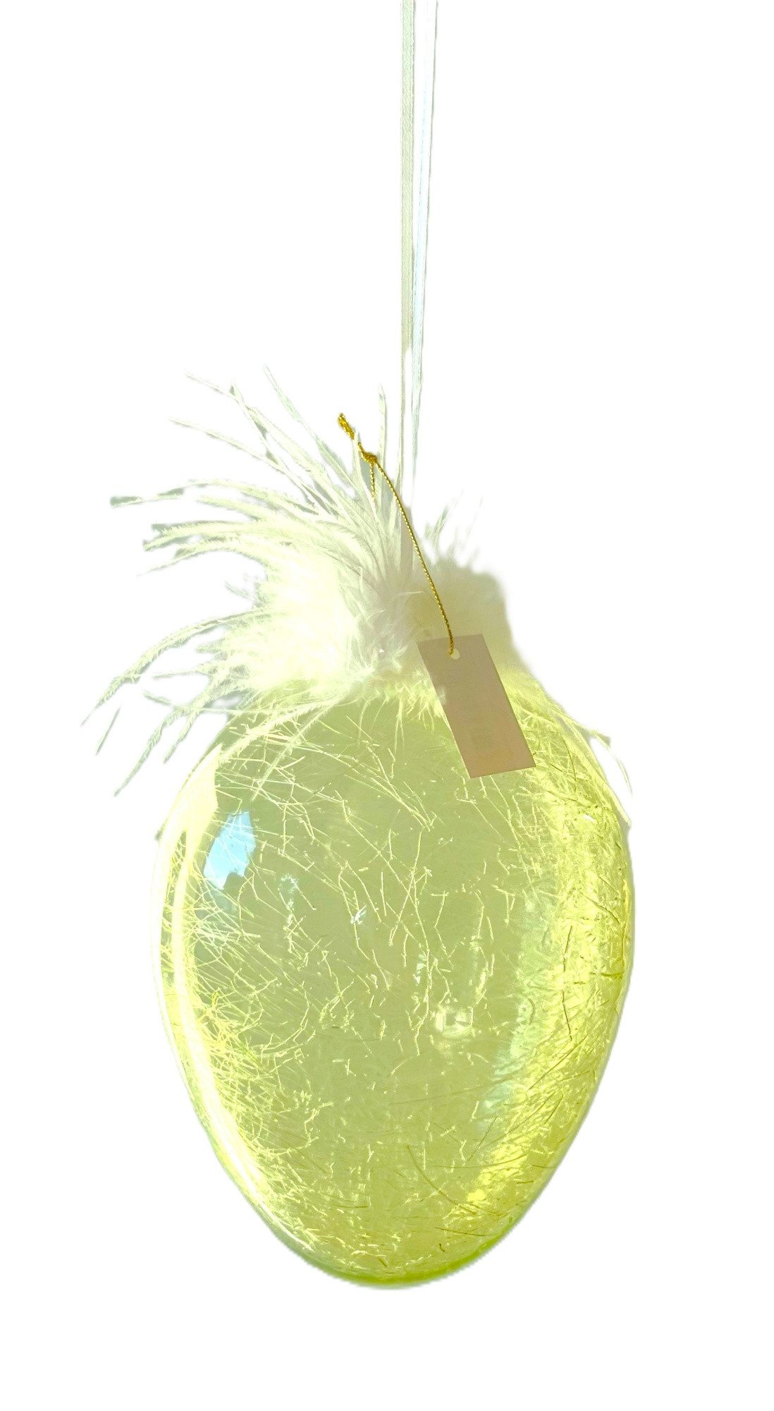 Exner GmbH Garten- & Wohnaccessoires Osterei Deko Osterei Hänger Glas Feder Grün Weiß 20 cm, Extra Leicht