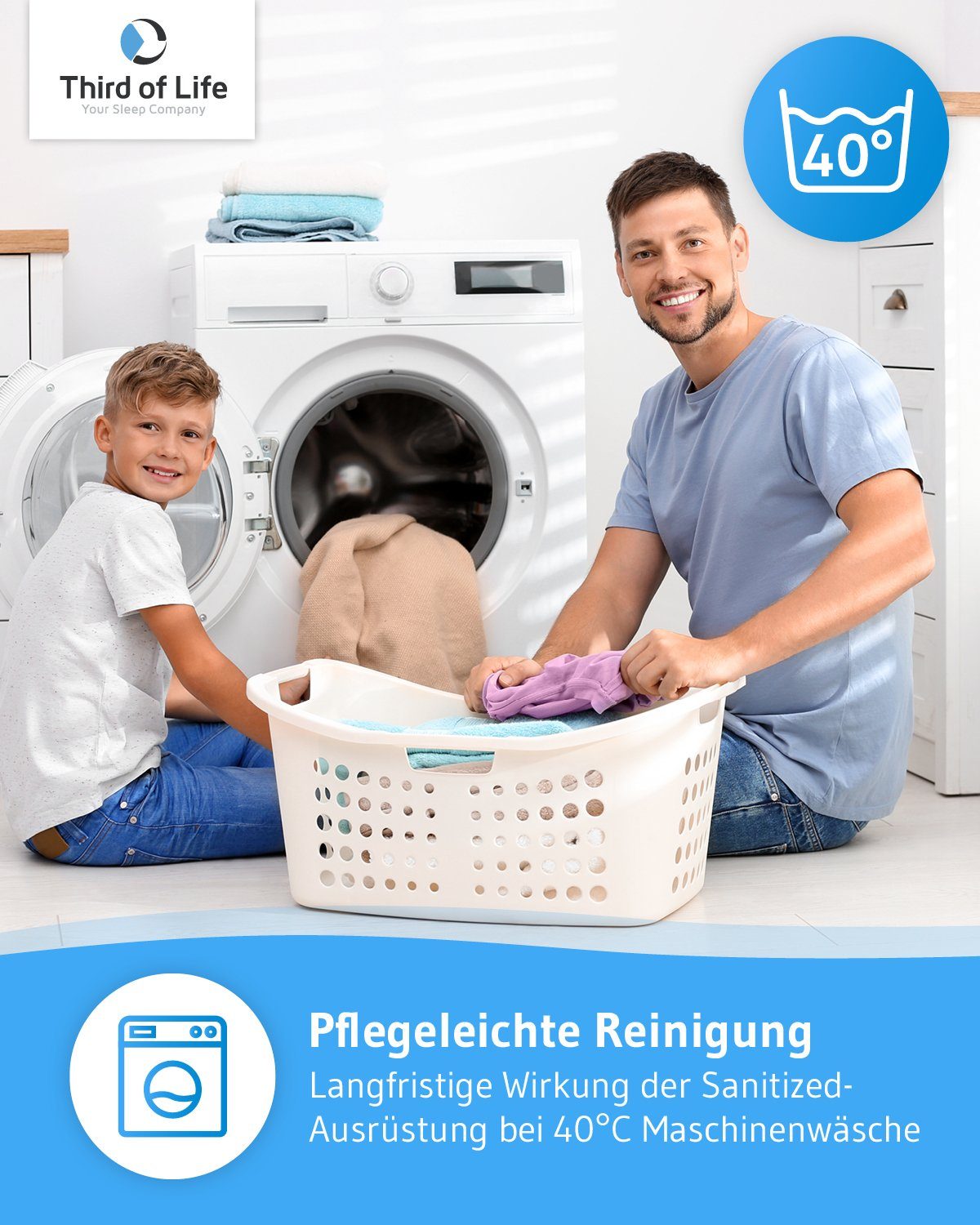 Third of Life 4-Jahreszeitenbett BLANCO Ganzjahresdecke, Bezug: Superweiche Microfaser mit Peachskin-Veredelung, Feuchtigkeitsregulierend