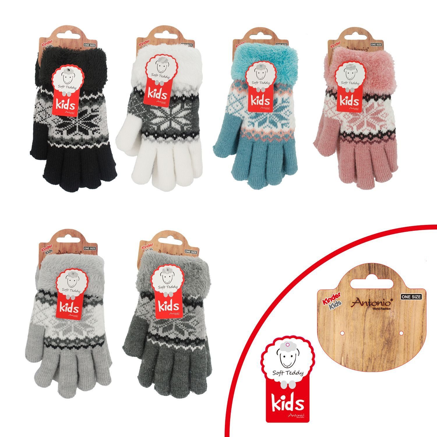 VewoTex Strickhandschuhe Kinderhandschuhe mit Soft Teddy » Fingerhandschuhe Angori (Kein Set, 2-St., 1 Paar Handschuhe) » gefütterte Kinder Handschuhe » Strickhandschuhe mit Norweger Stern