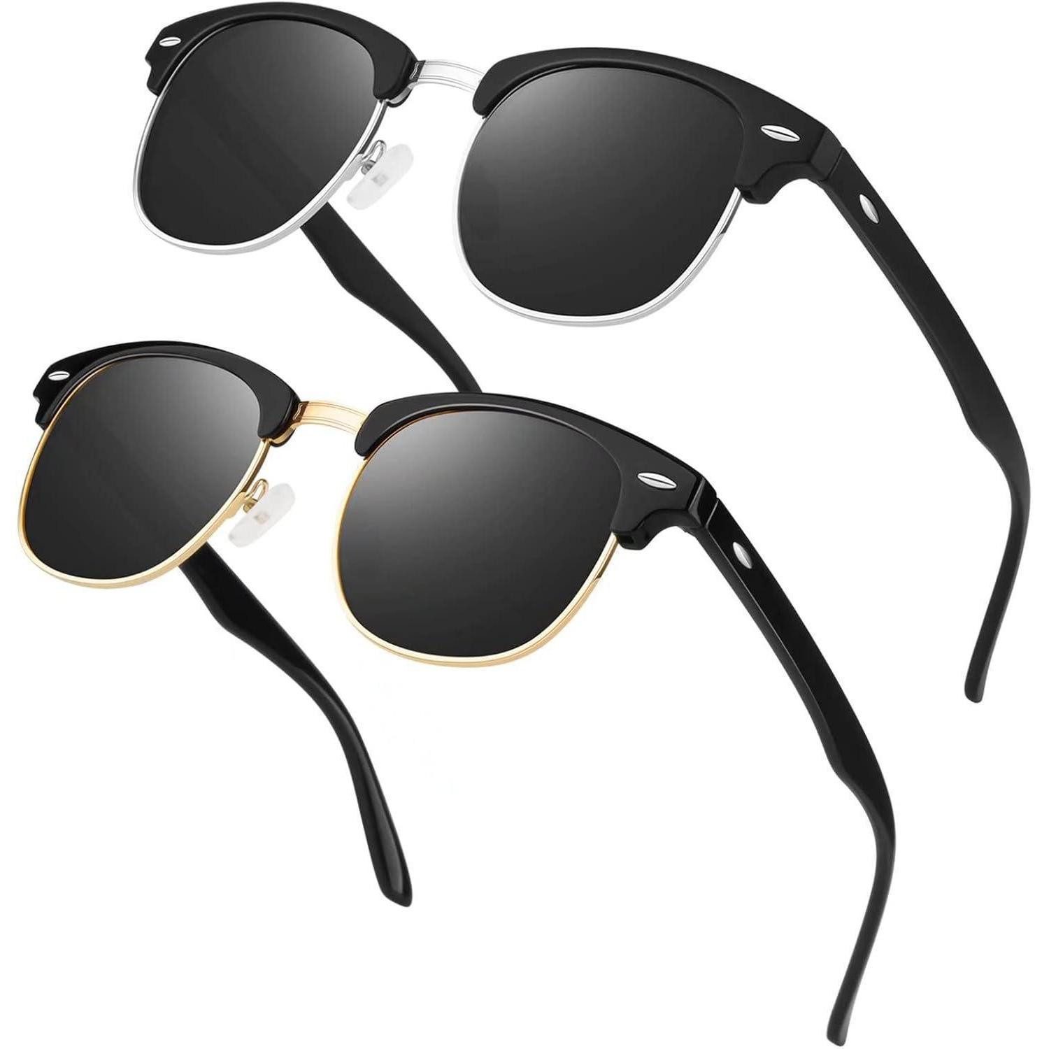 Retrosonnenbrille Polarisierte Retro Sonnenbrille Herren Damen Schwarz Grau UV400 Schutz