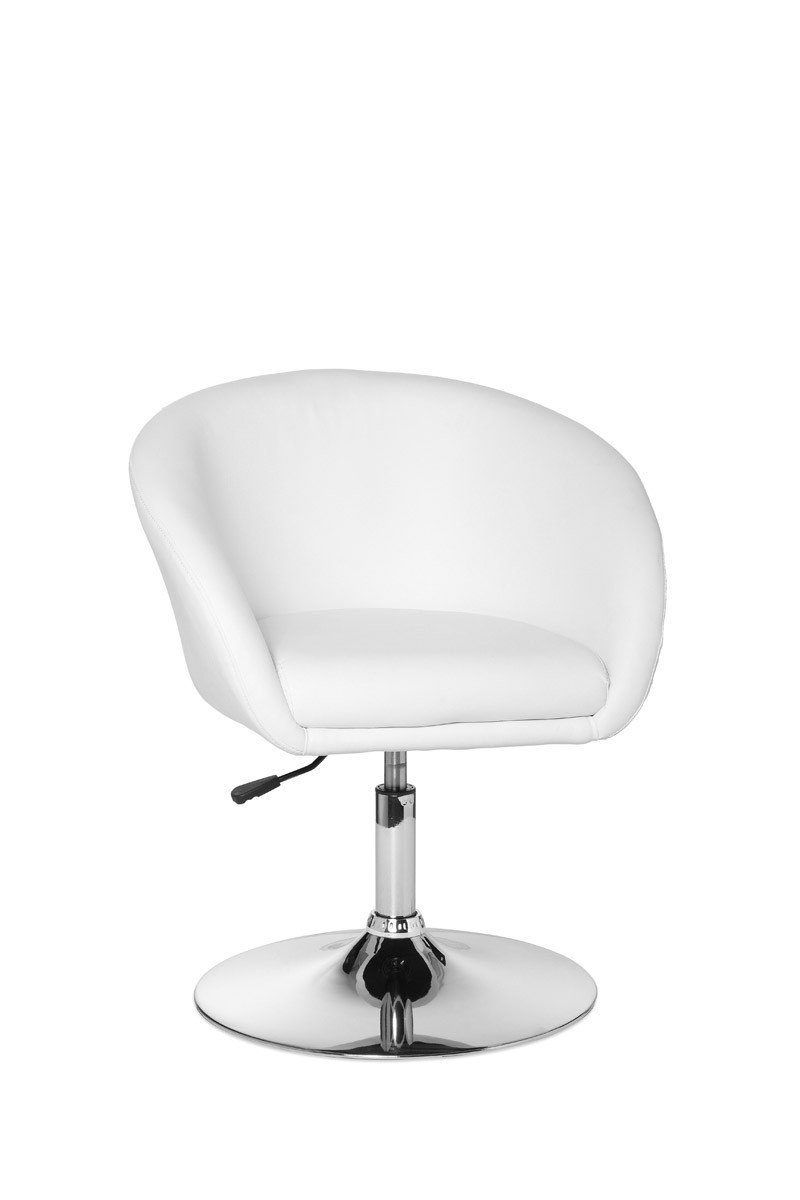 FINEBUY Esszimmerstuhl SuVa1058_1 (Loungesessel Wartezimmer, Clubsessel Modern), Loungesessel Kunstleder Weiß Drehbar 120 kg