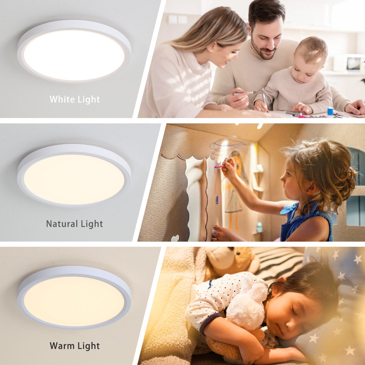 JDONG LED Deckenleuchte RGBIC 24W/36W, Led Deckenlampe dimmbar mit mit Fernbedienung, Deckenlampe Rund Flach Ø30cm/40cm, LED fest integriert, Deckenbeleuchtung 3000K-6500K, für Schlafzimmer Küche Wohnzimmer