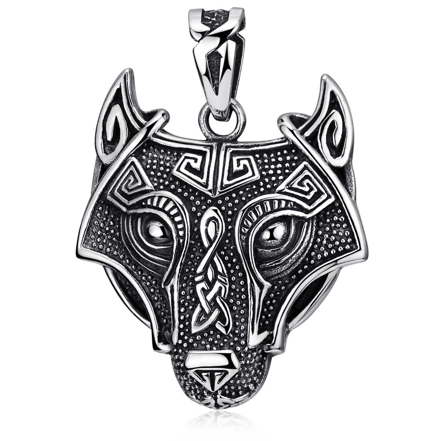 Materia Kettenanhänger Herren Wolf / Wolfskopf keltisch KA-77, 925 Sterling Silber, geschwärzt