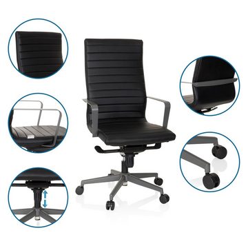 hjh OFFICE Chefsessel Profi Chefsessel ROSSANO Kunstleder mit Armlehnen, Drehstuhl Bürostuhl ergonomisch