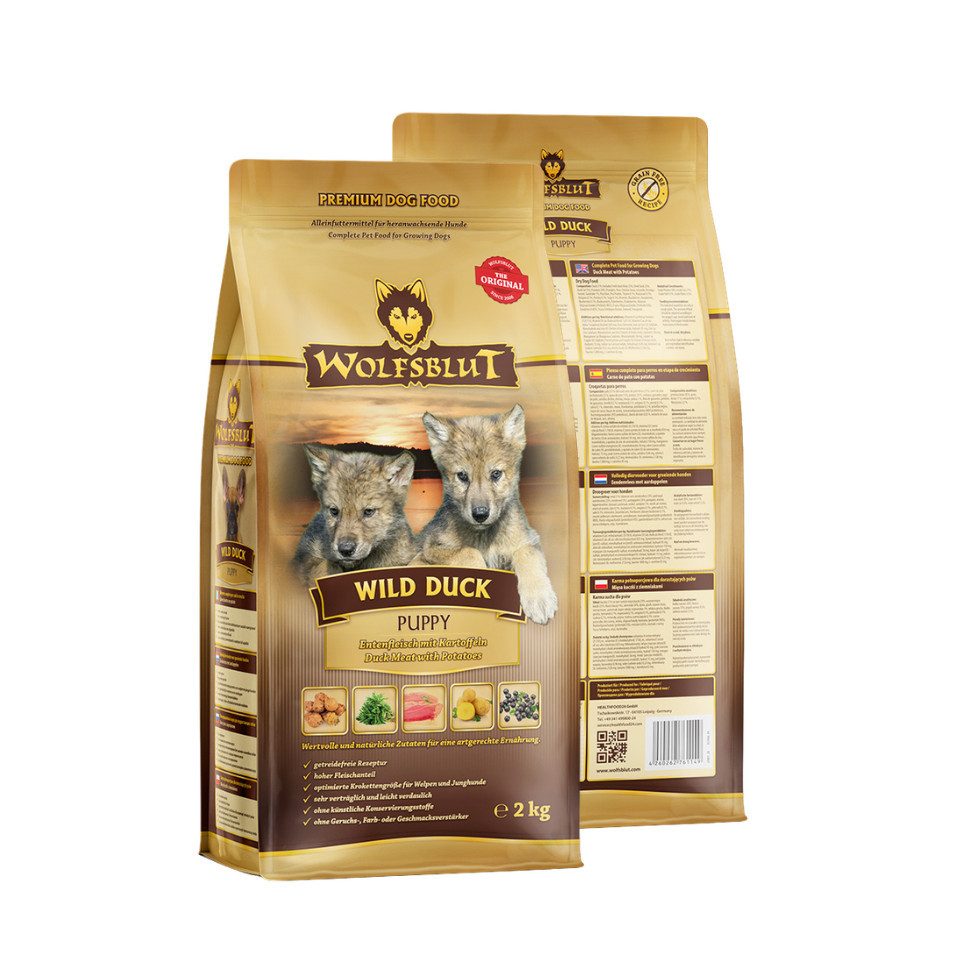 Wolfsblut Wild Duck Puppy - getreidefreies Trockenfutter mit Ente für Welpen, Trockenfutter für: Hunde