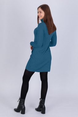 PEKIVESSA Strickkleid Minikleid Damen langarm Longpullover (Einzelartikel, 1-tlg) mit Rollkragen