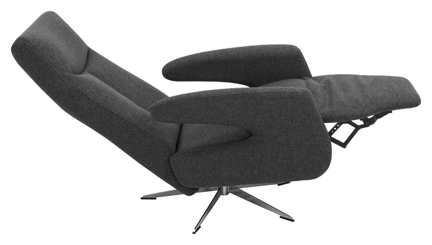 Hjort Knudsen Relaxsessel CASTOR, Anthrazit, Webstoff, 360 Grad drehbar, integrierte Fußstütze