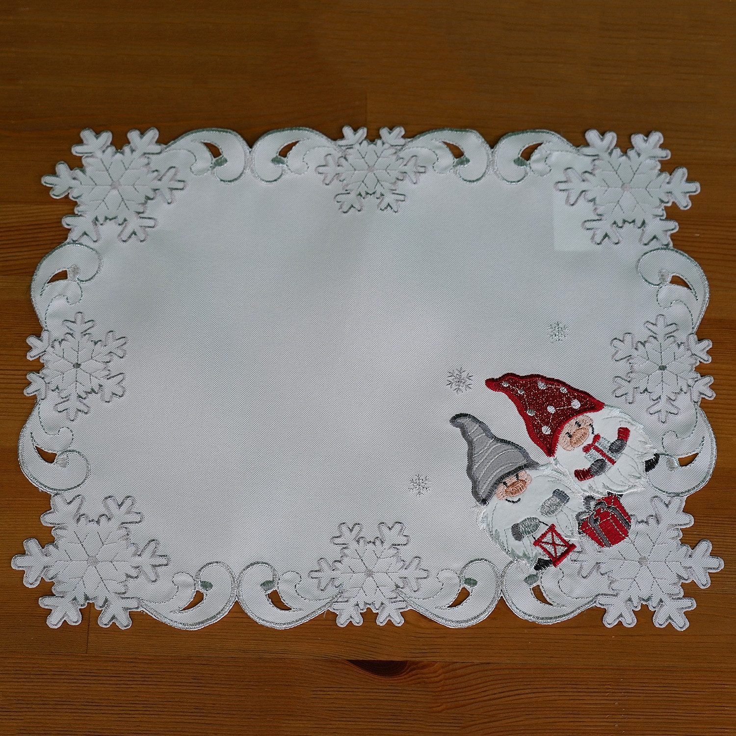 Tischdecke Tischläufer Stickerei Wichtel Winter Weihnachten