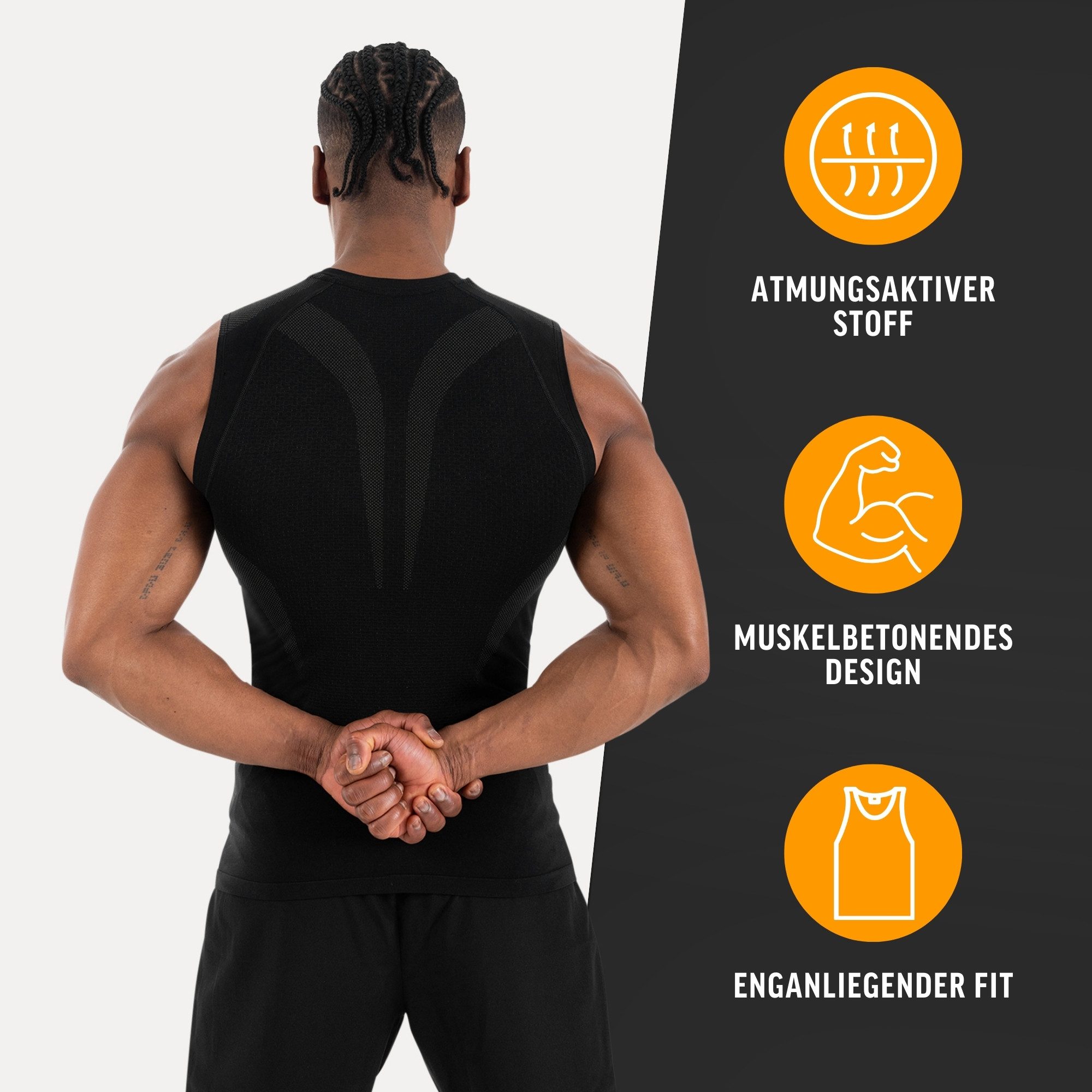 Smilodox Tanktop Carnos, Compression Tank Herren, Gym Shirt Seamless, Fitness Enganliegend, Seamless, Body-Mapping, atmungsaktiv, Stretch