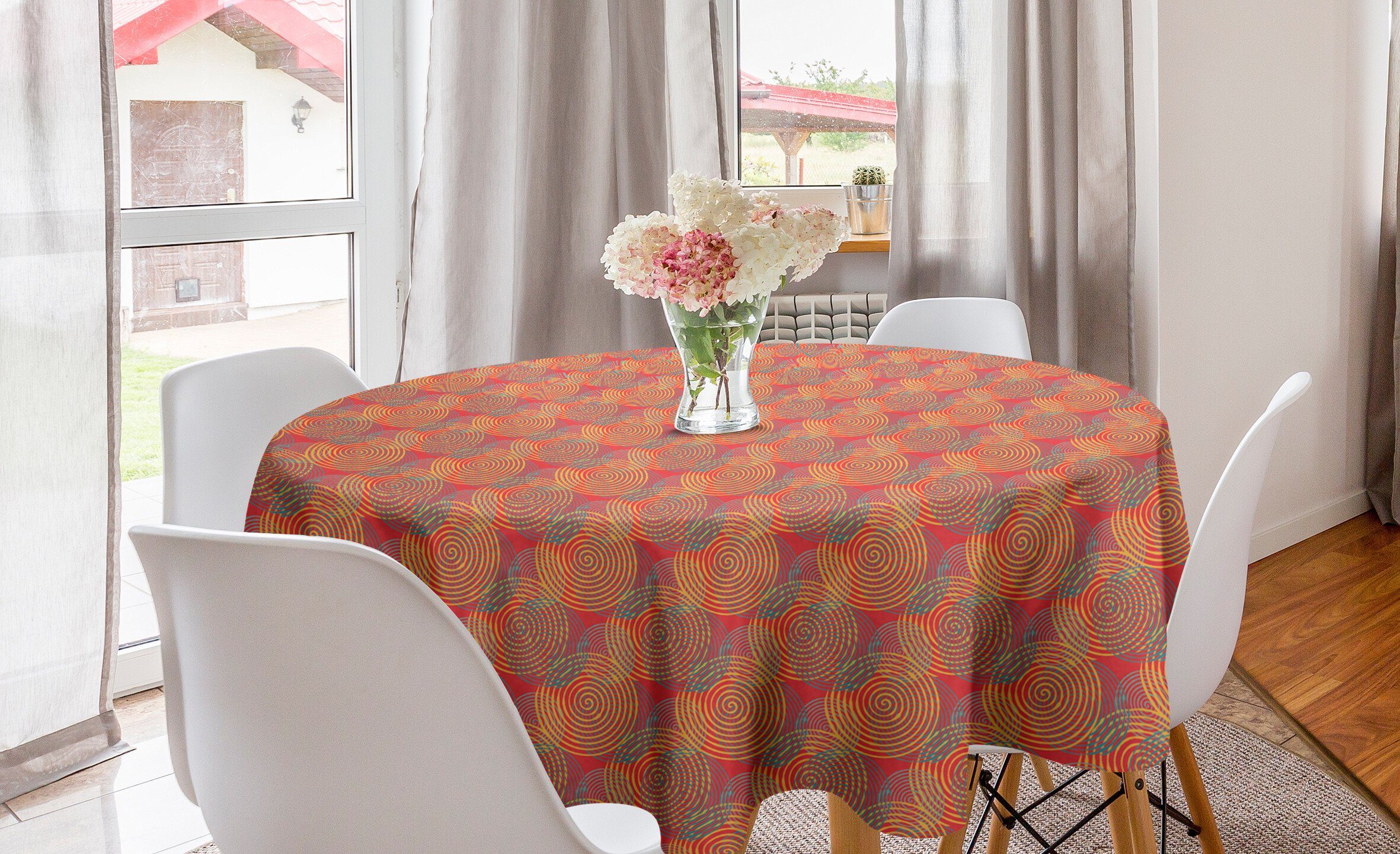 Tischdecke Küche Kreis Abakuhaus Dekoration, Abdeckung Bunte Tischdecke Spiralen Esszimmer für Geometrisch Hintergrund
