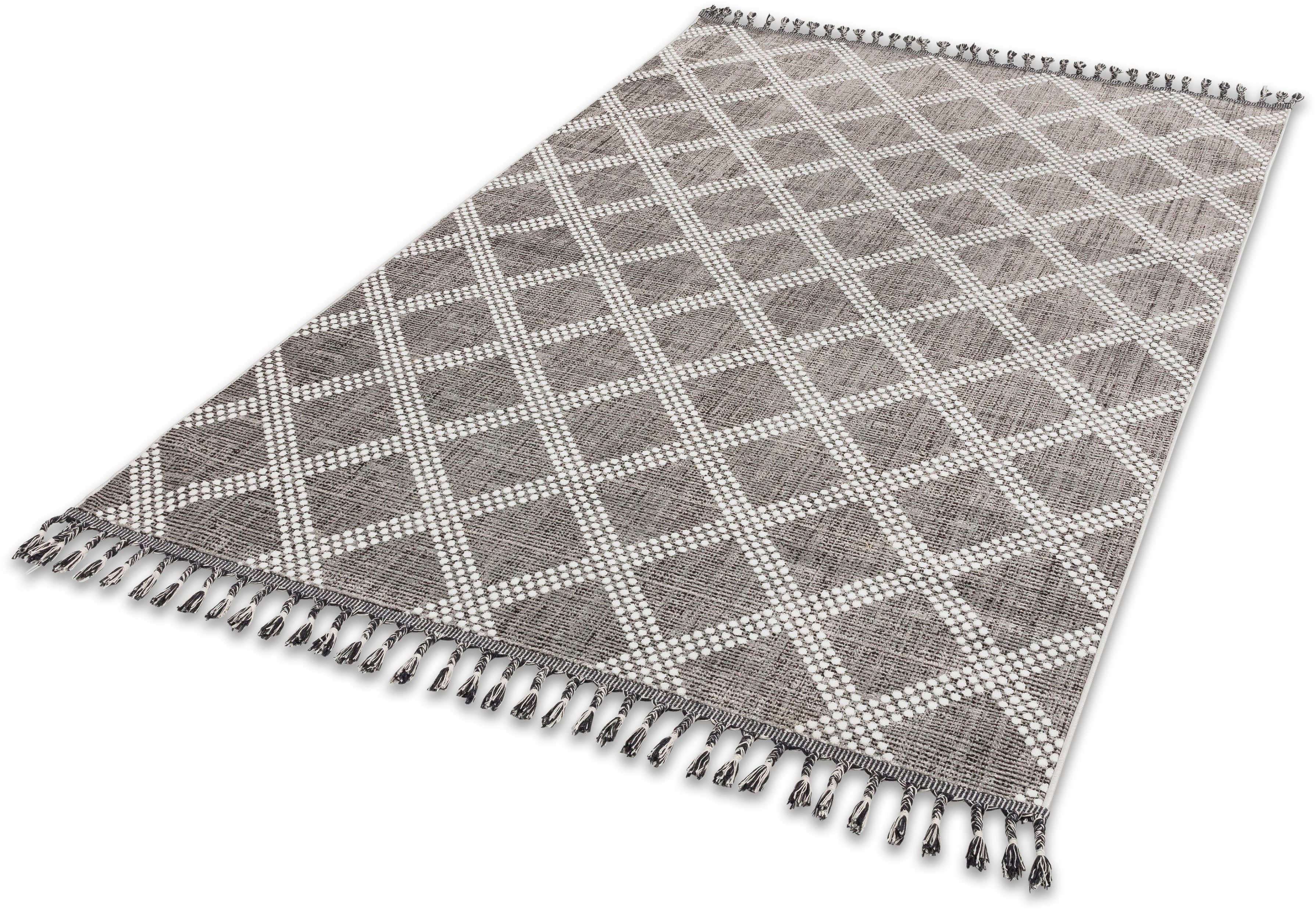 Teppich Ravenna 6634 222, ASTRA, rechteckig, Höhe: 5 mm, eleganter Kurzflorteppich mit Fransen | Kurzflor-Teppiche