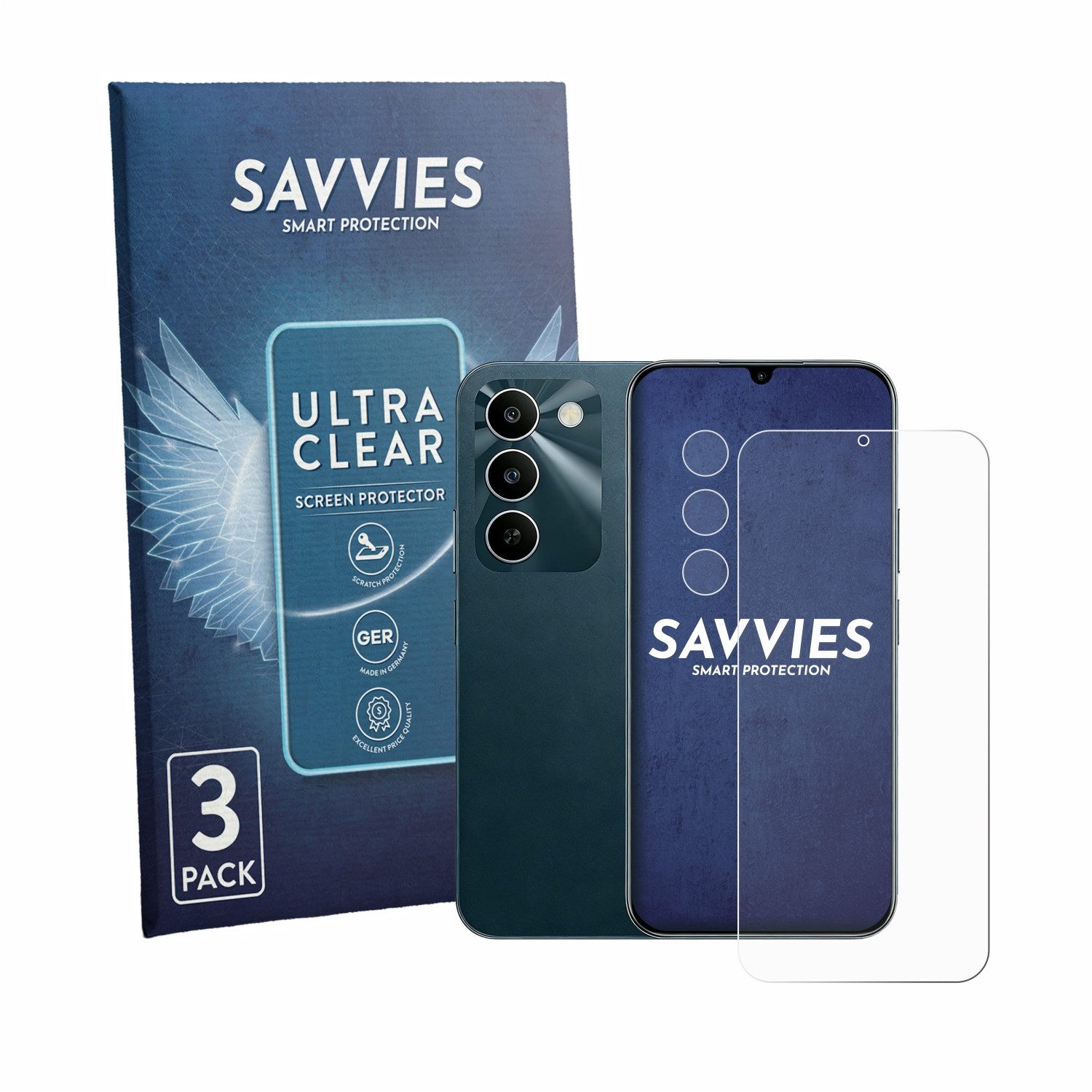 Savvies Displayschutzfolie Schutzfolie für realme C100 5G (Display+Kamera), 6 Stück, Displayschutz Schutz Folie Klar Transparent